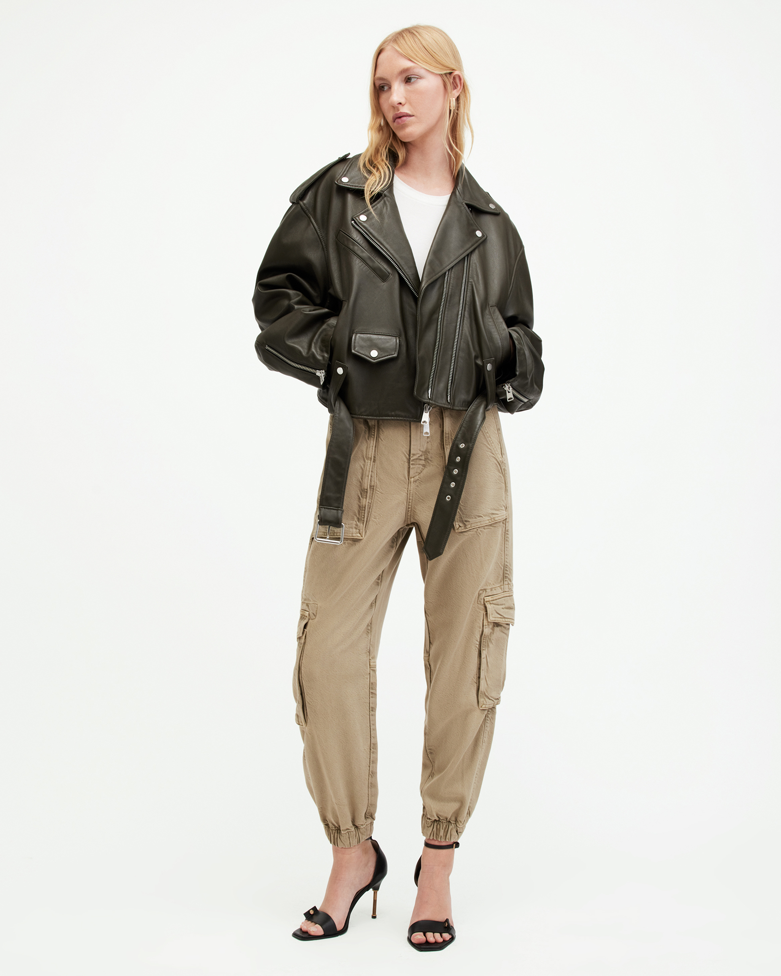 AllSaints Frieda Tencel Tapered Cargo Trousers,, WASHED OLIVE GREEN