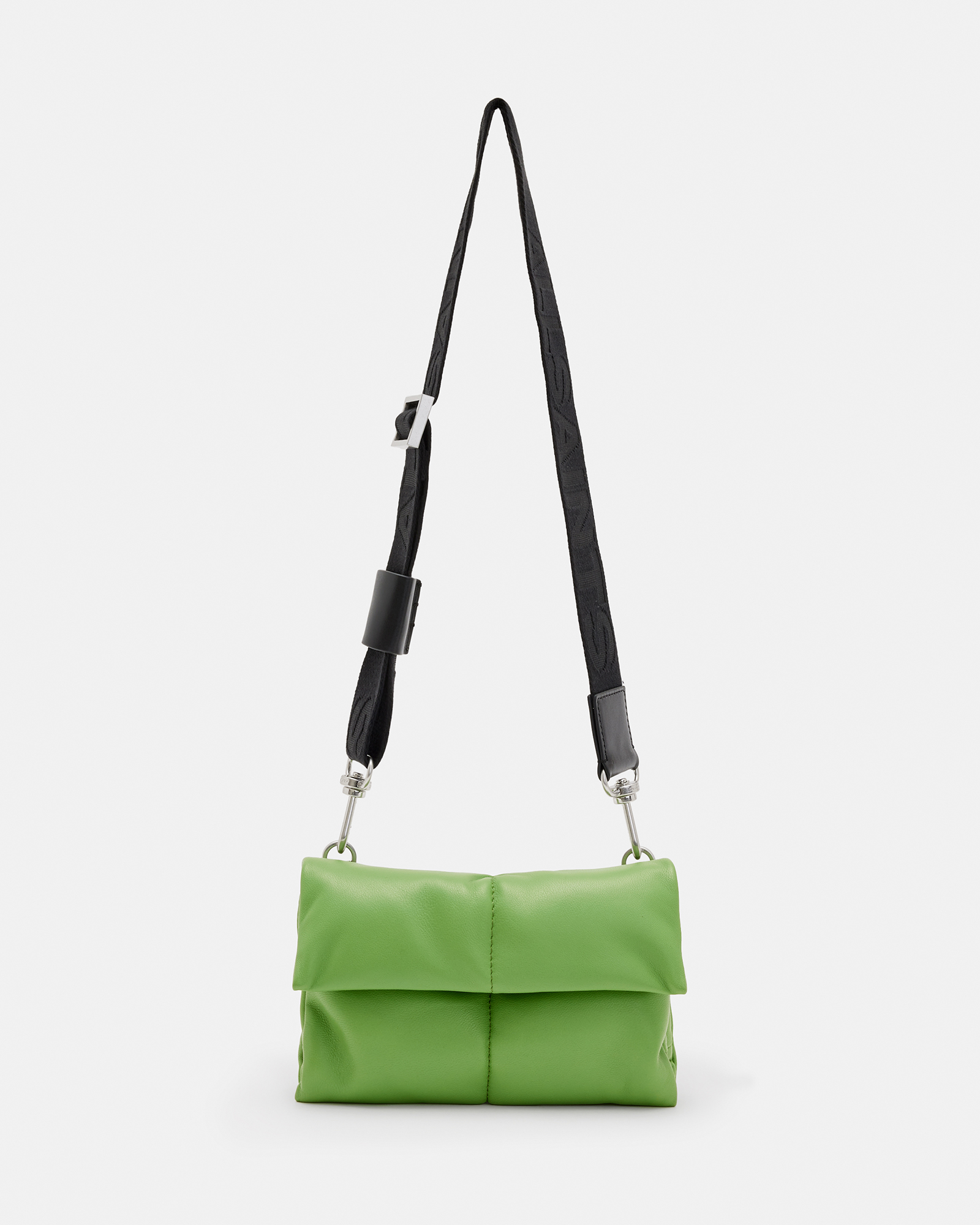 Allsaints Ezra Leather Quilted Crossbody Bag In Green