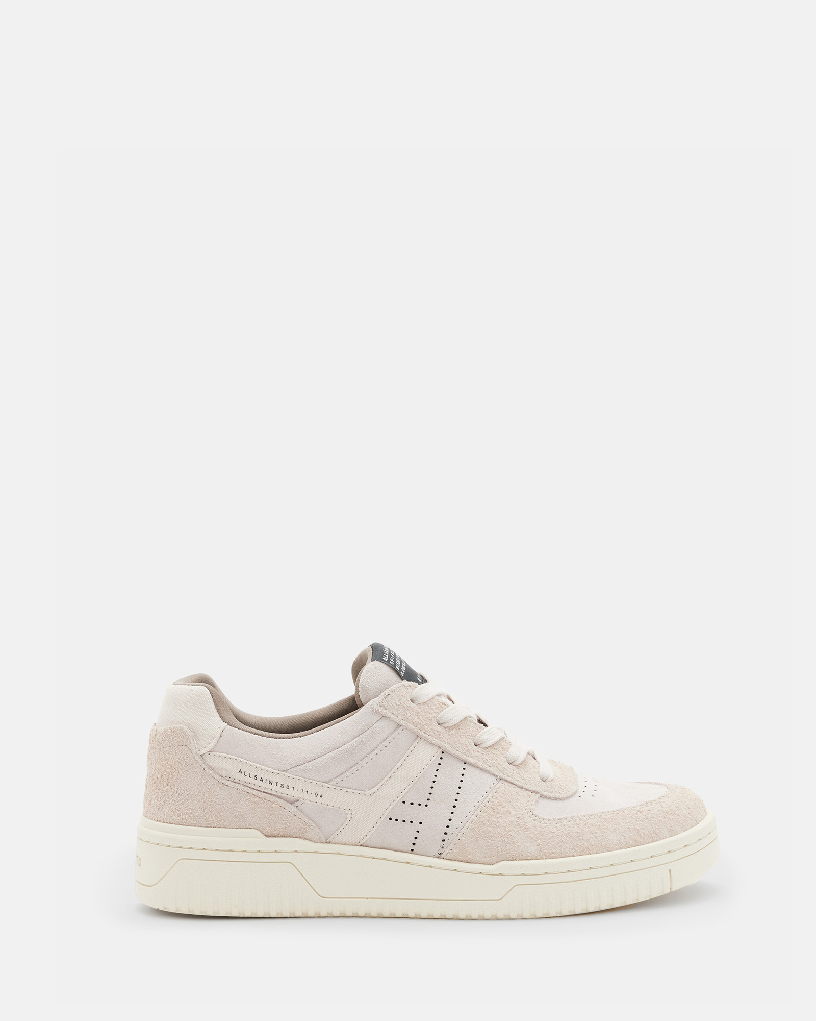 AllSaints Vix Low Top Round Toe Suede Trainers,, PALE ROSE PINK