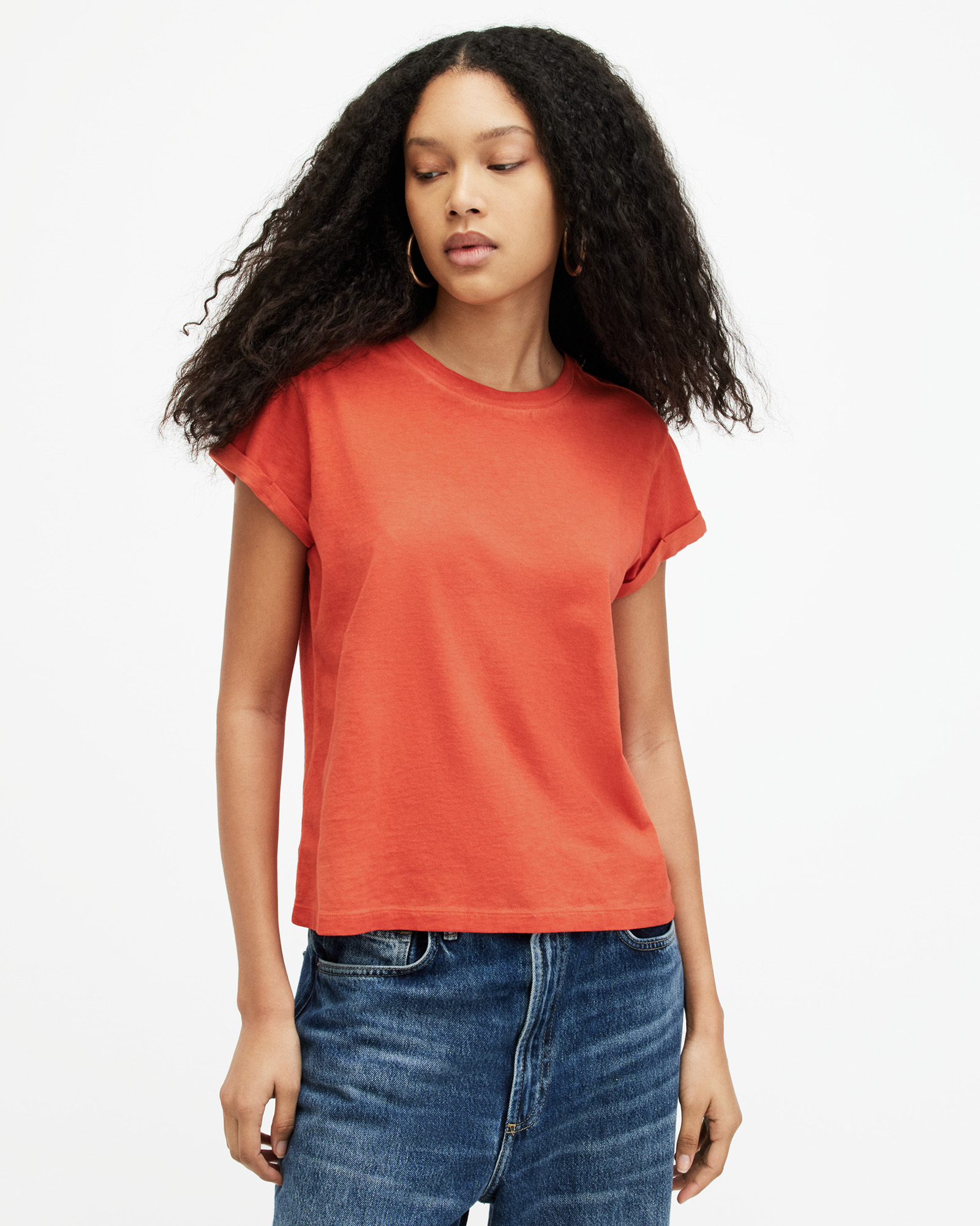 AllSaints Anna Crew Neck Short Sleeve T-Shirt,, Burnt Orange