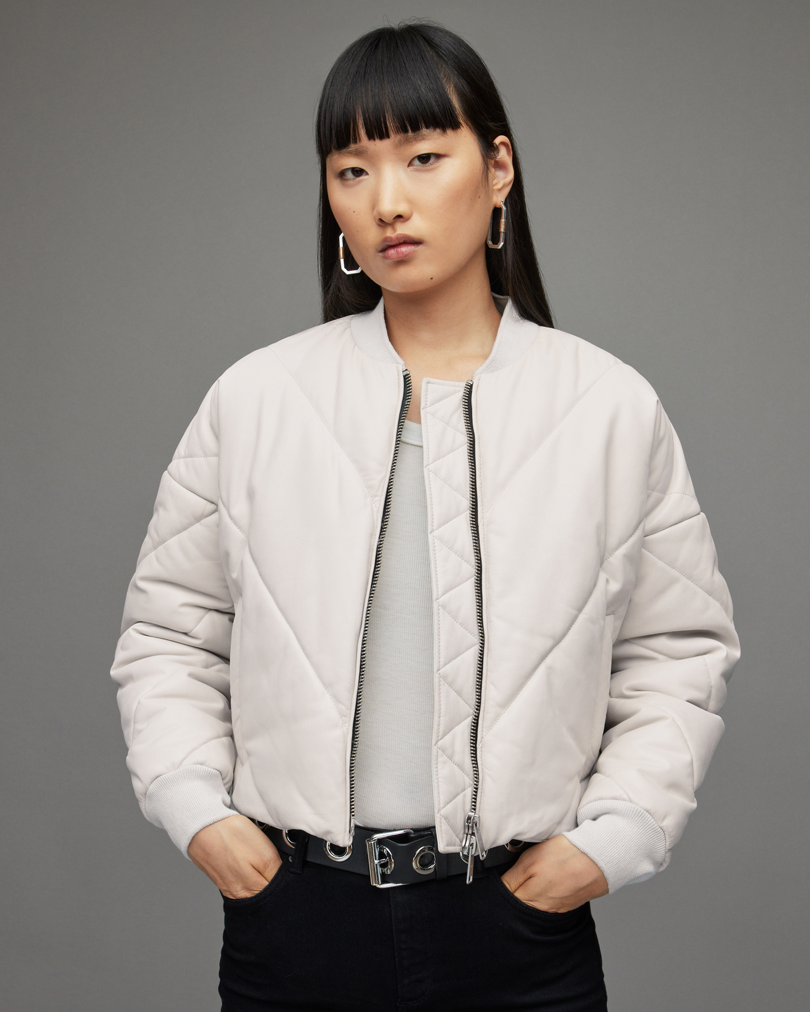 AllSaints Bailey Leather Puffer Jacket