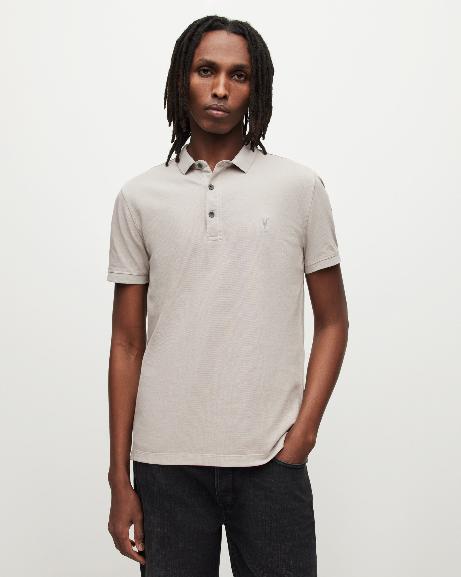 Reform Short Sleeve Polo Shirt FROSTED TAUPE | ALLSAINTS