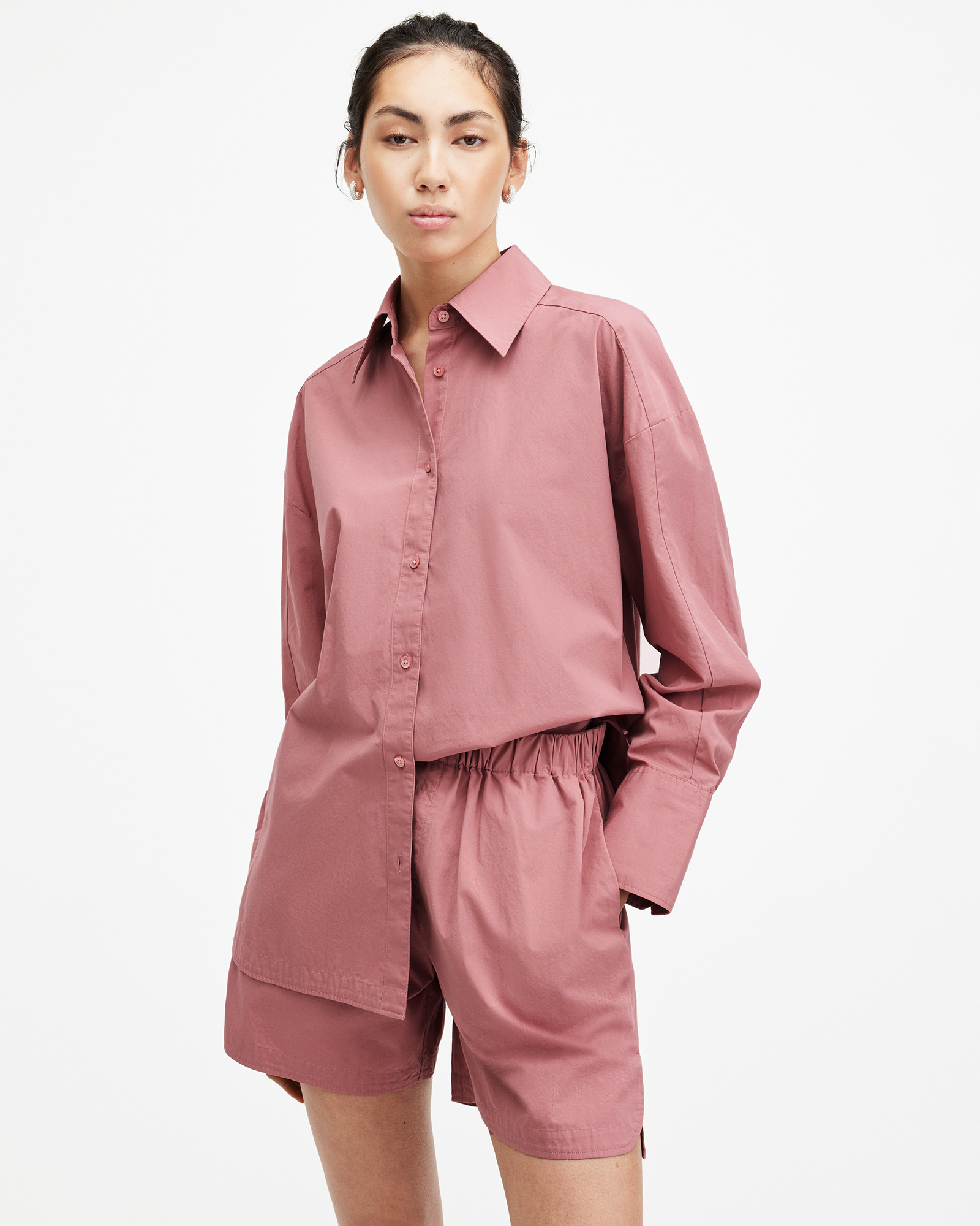 Shop Allsaints Karina Relaxed Fit Shirt In Ash Rose Pink