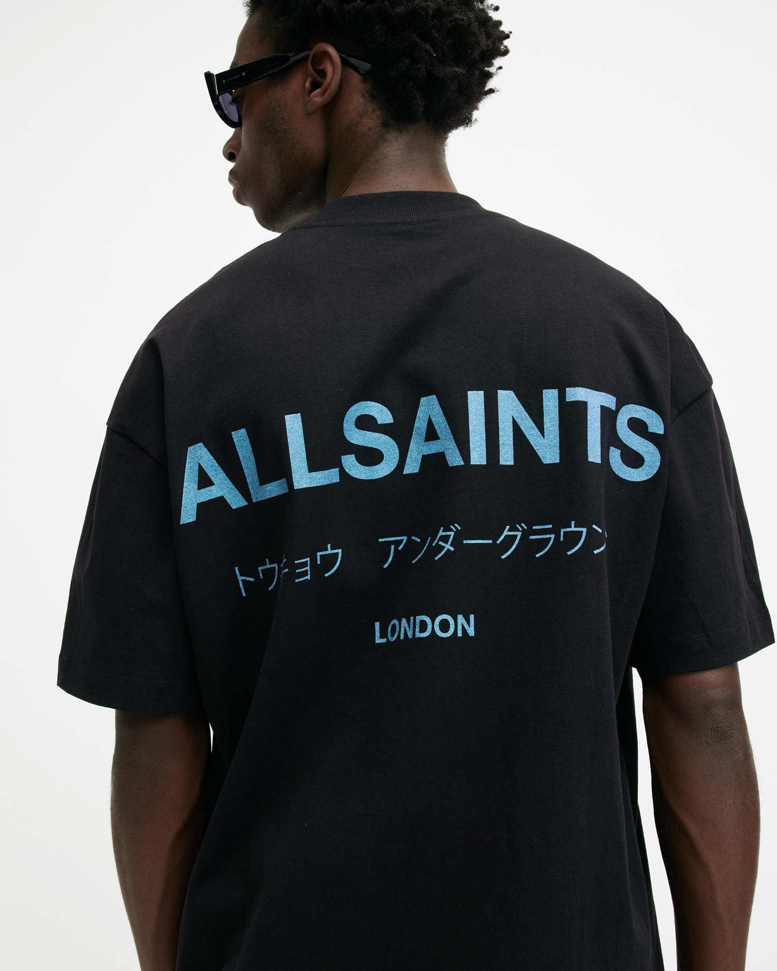 AllSaints Underground Oversized Crew Neck T-Shirt,, CAMALEON/BLACK