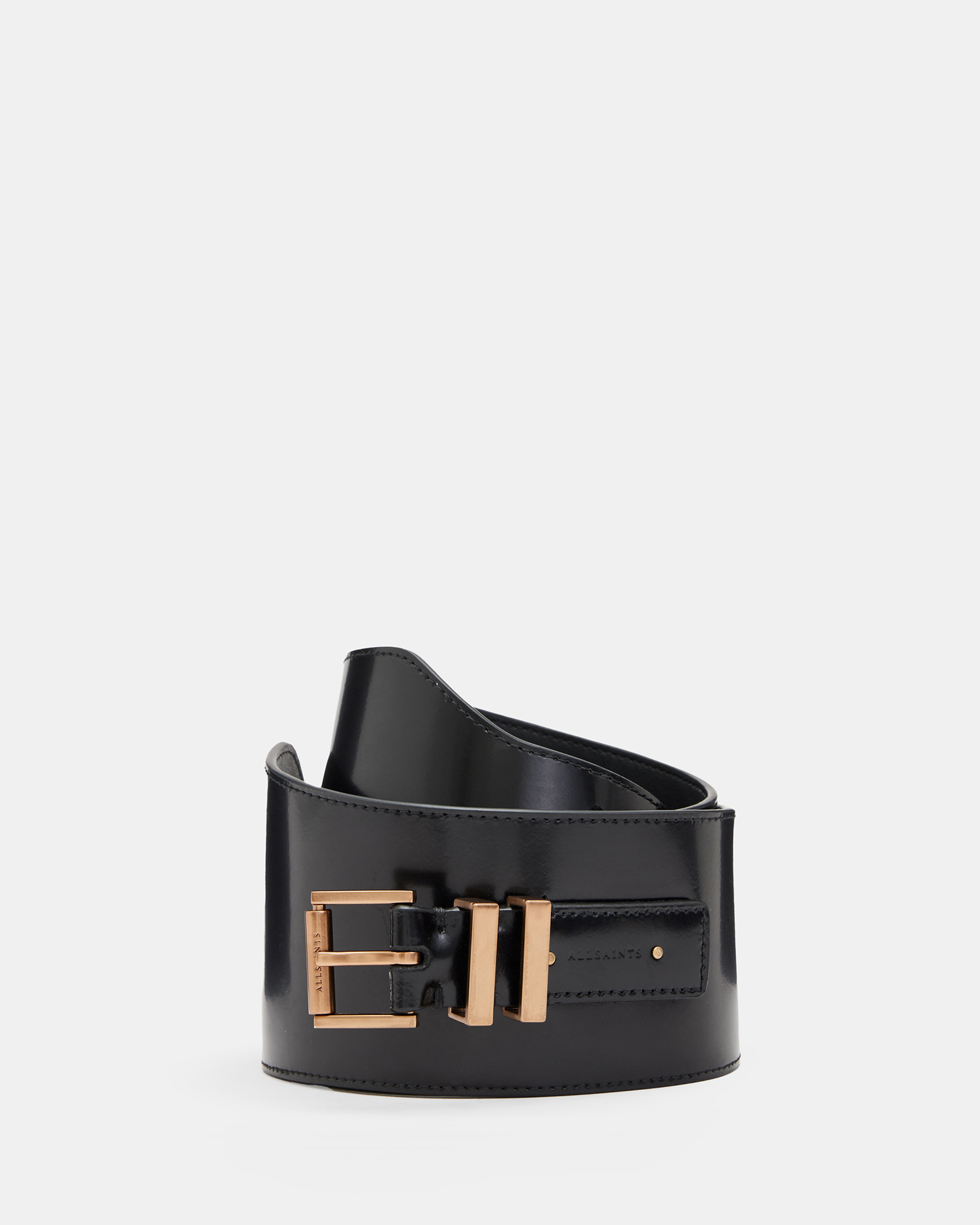 AllSaints Marcella Leather Wide Belt,, Black, Size: