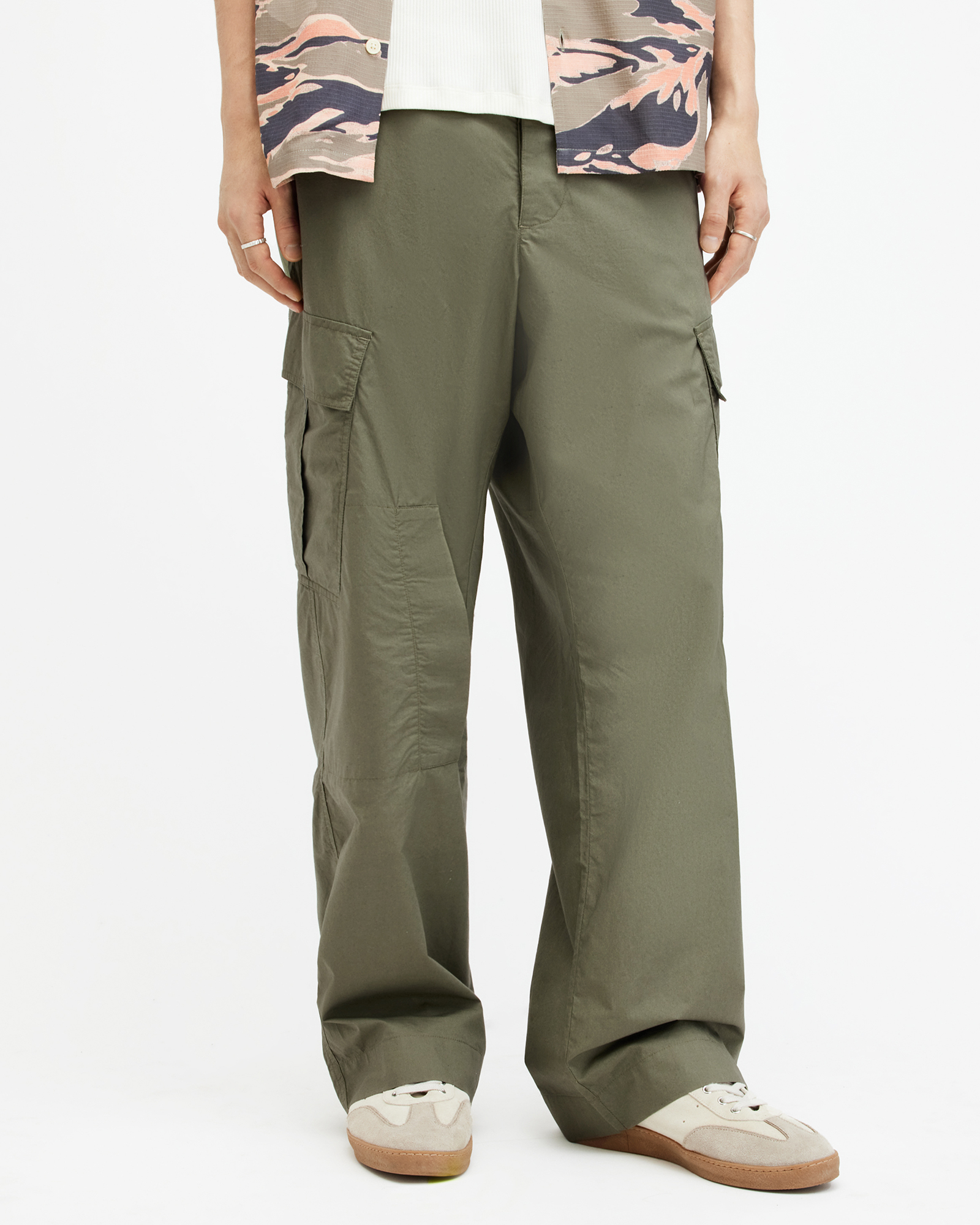 AllSaints Verge Wide Leg Relaxed Fit Cargo Trousers,, VALLEY GREEN
