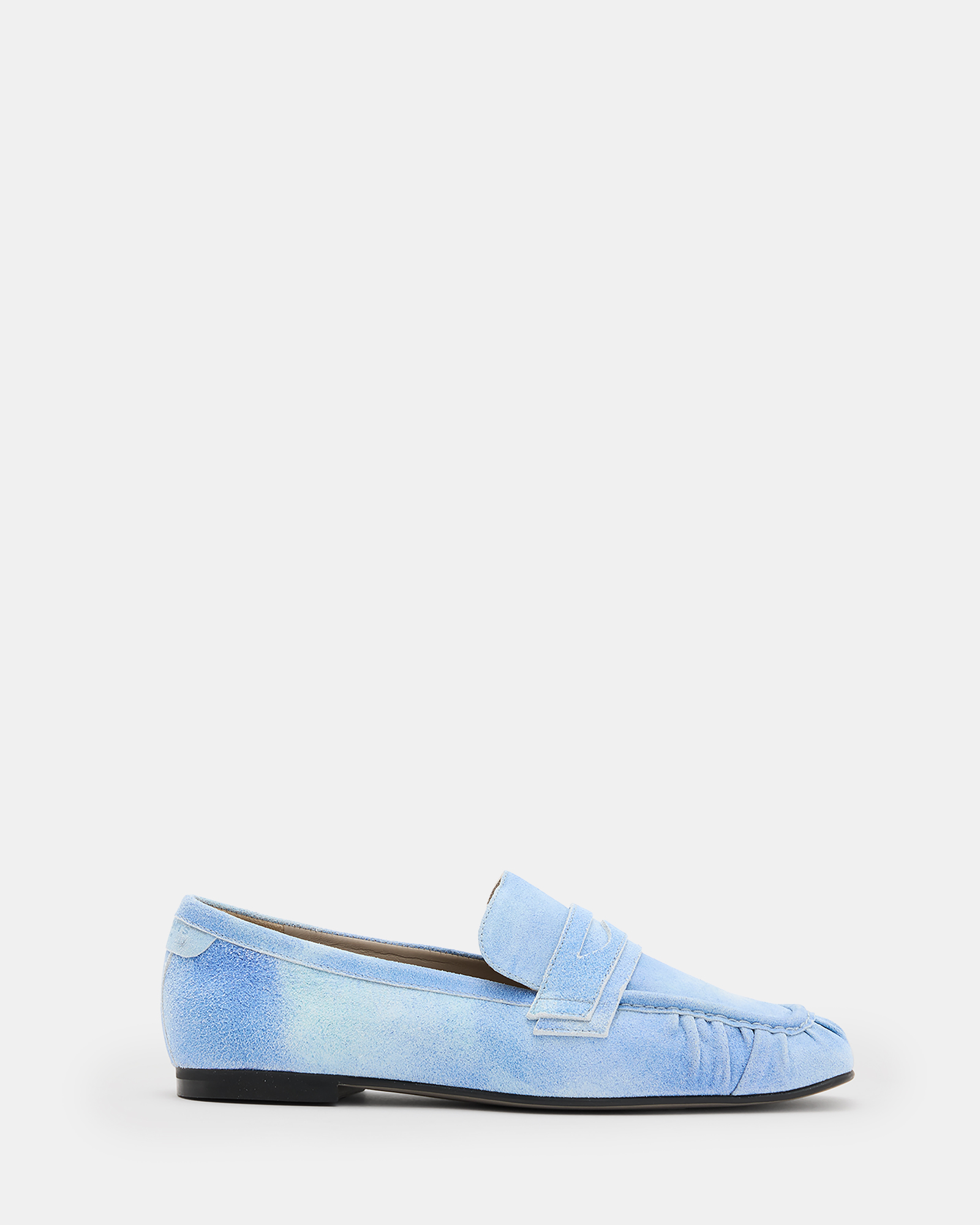 Shop Allsaints Sapphire Suede Loafer Shoes In Denim Blue