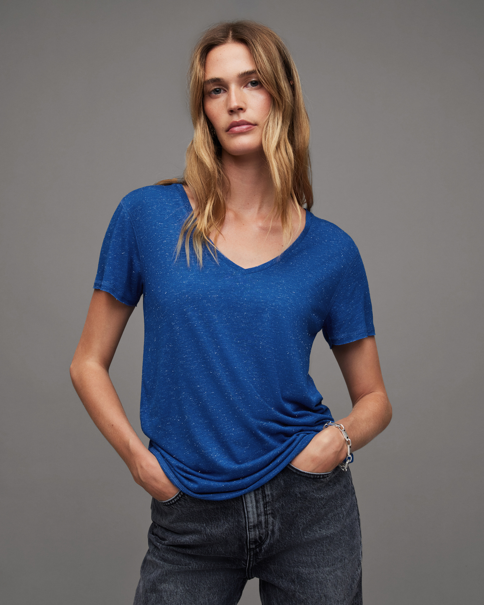 AllSaints Emelyn Lightweight Shimmer T-Shirt
