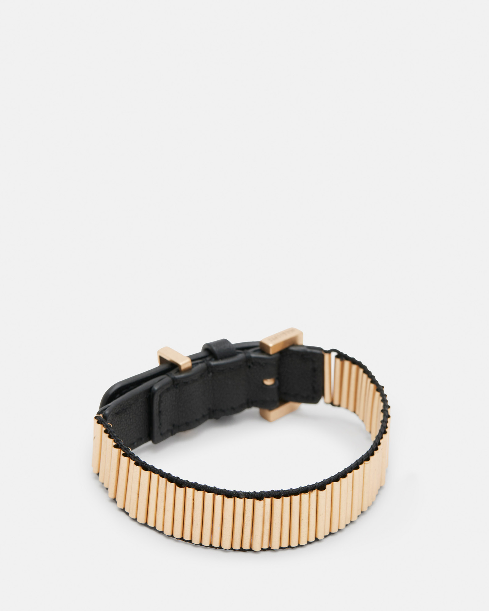 AllSaints Darcy Gold Tone Beaded Leather Bracelet,, WARM BRASS/BLACK