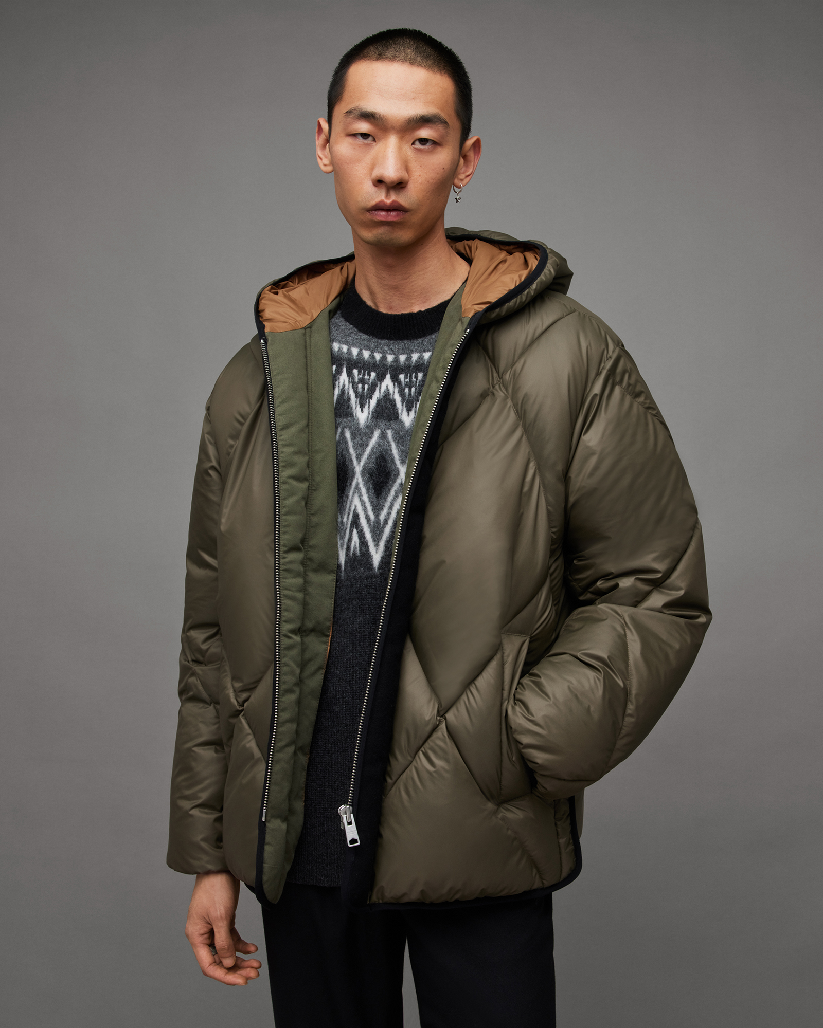AllSaints Pegasis Quilted Relaxed Fit Puffer Coat