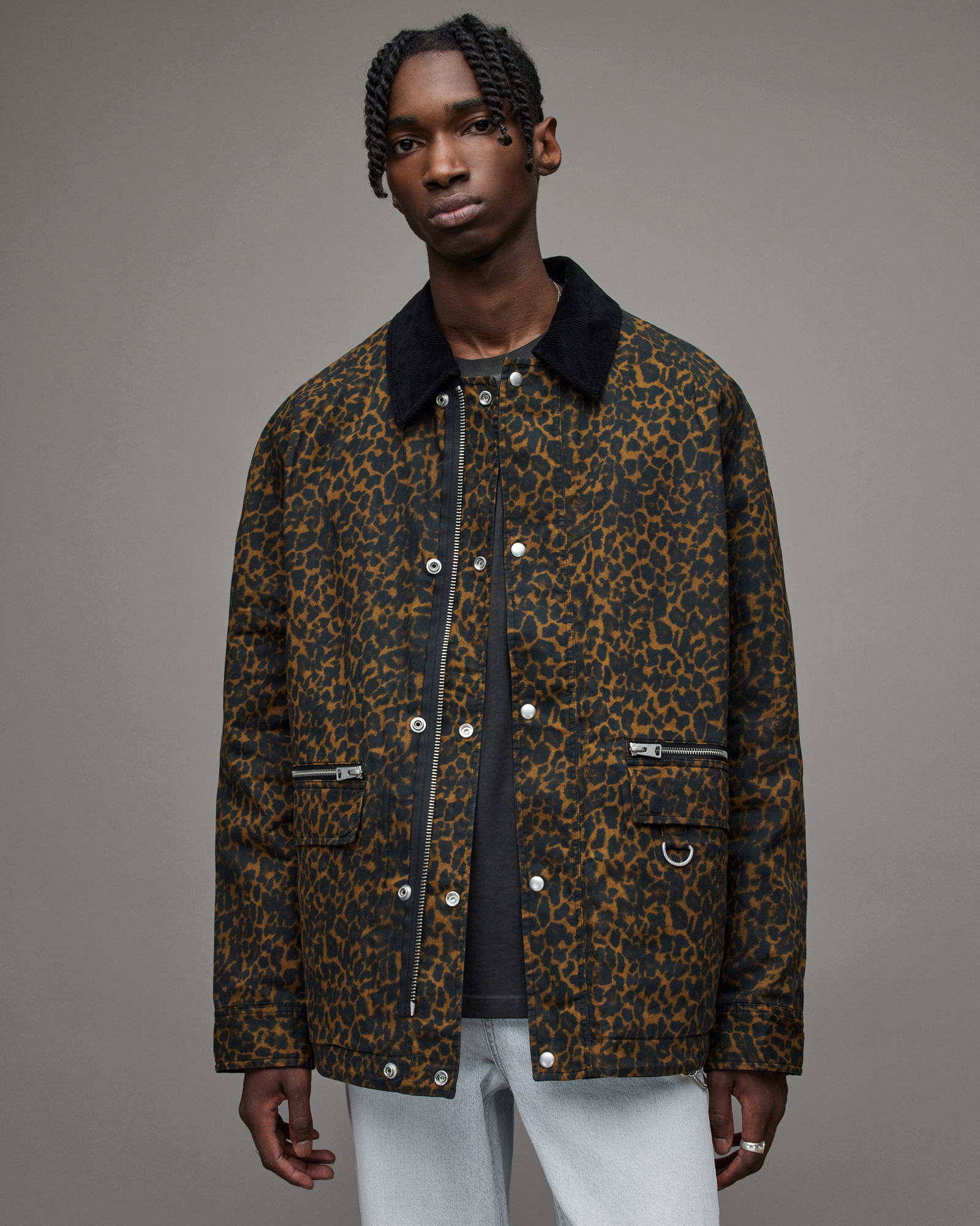 AllSaints Vanian Leopard Print Reversible Jacket