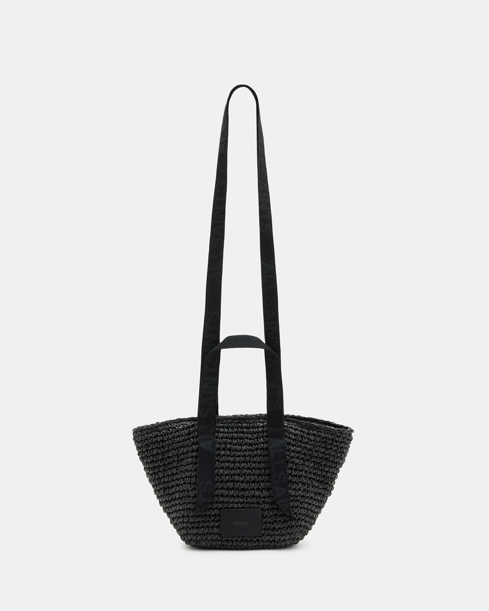 AllSaints Celayne Mini Straw Tote Bag,, Black, Size: One Size