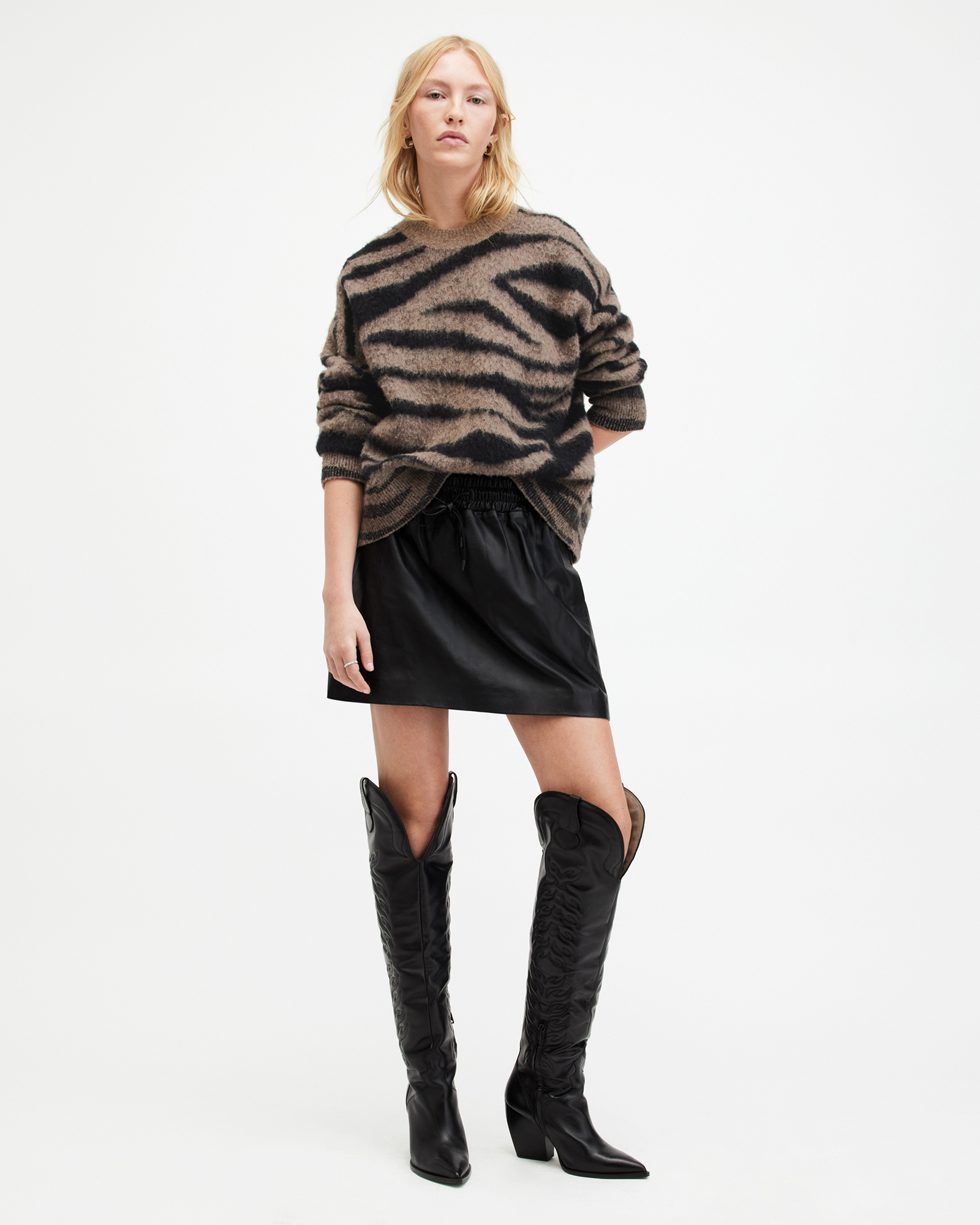 AllSaints Tessa Tiger Stripe Jacquard Sweater