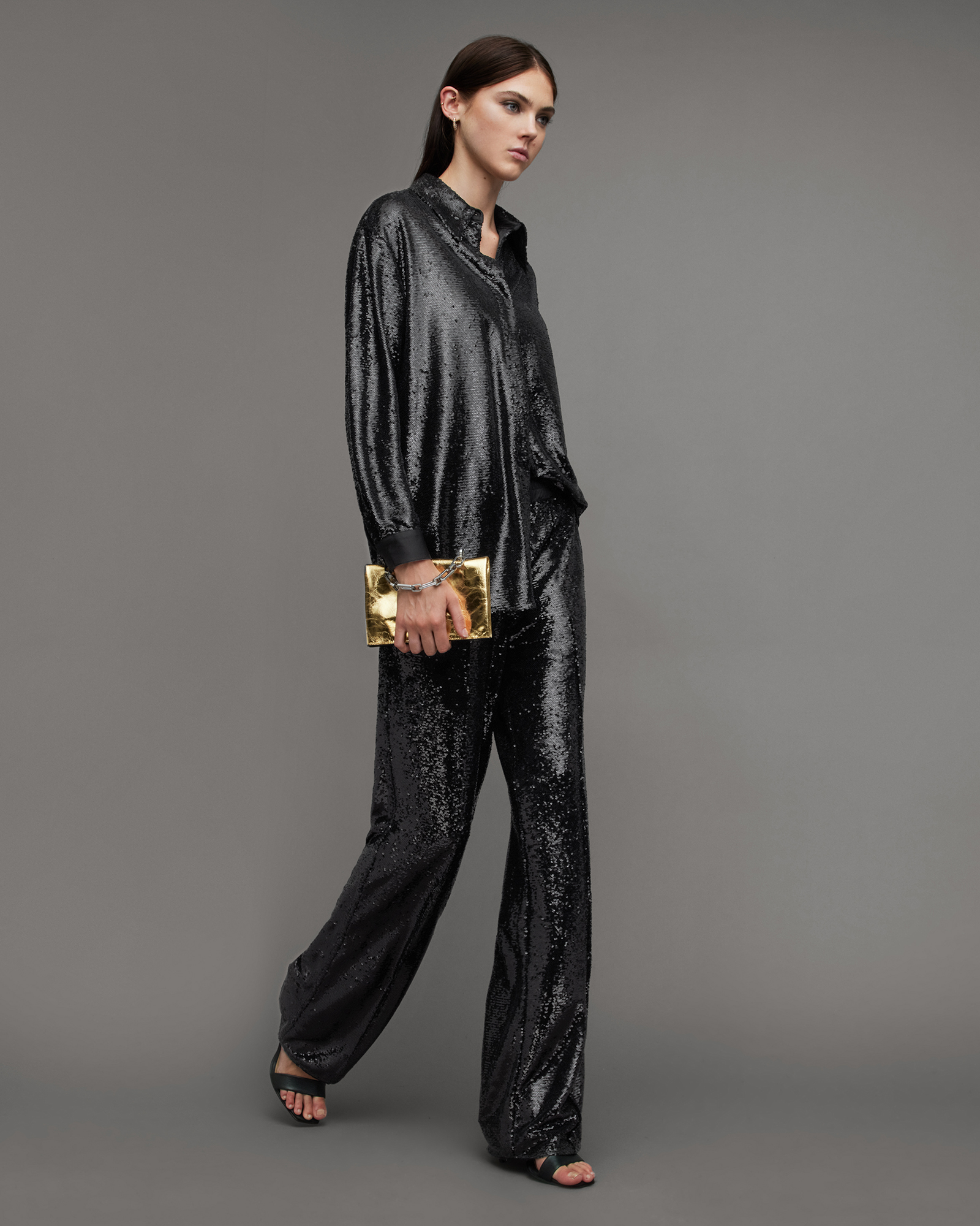 AllSaints Charli Sequin Relaxed Fit Shirt