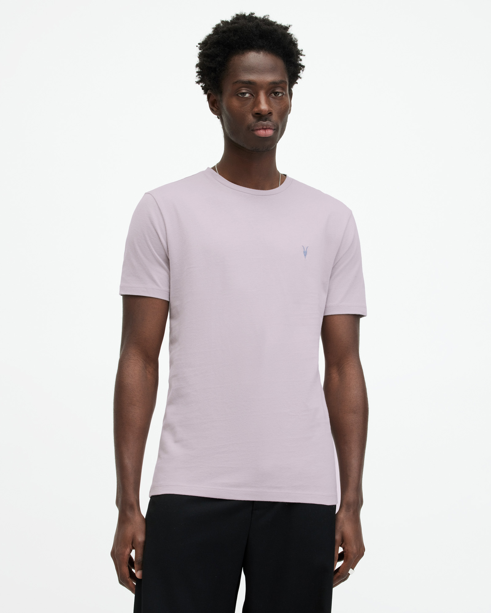 Allsaints Brace Brushed Cotton Contrast T-shirt In Smokey Lilac