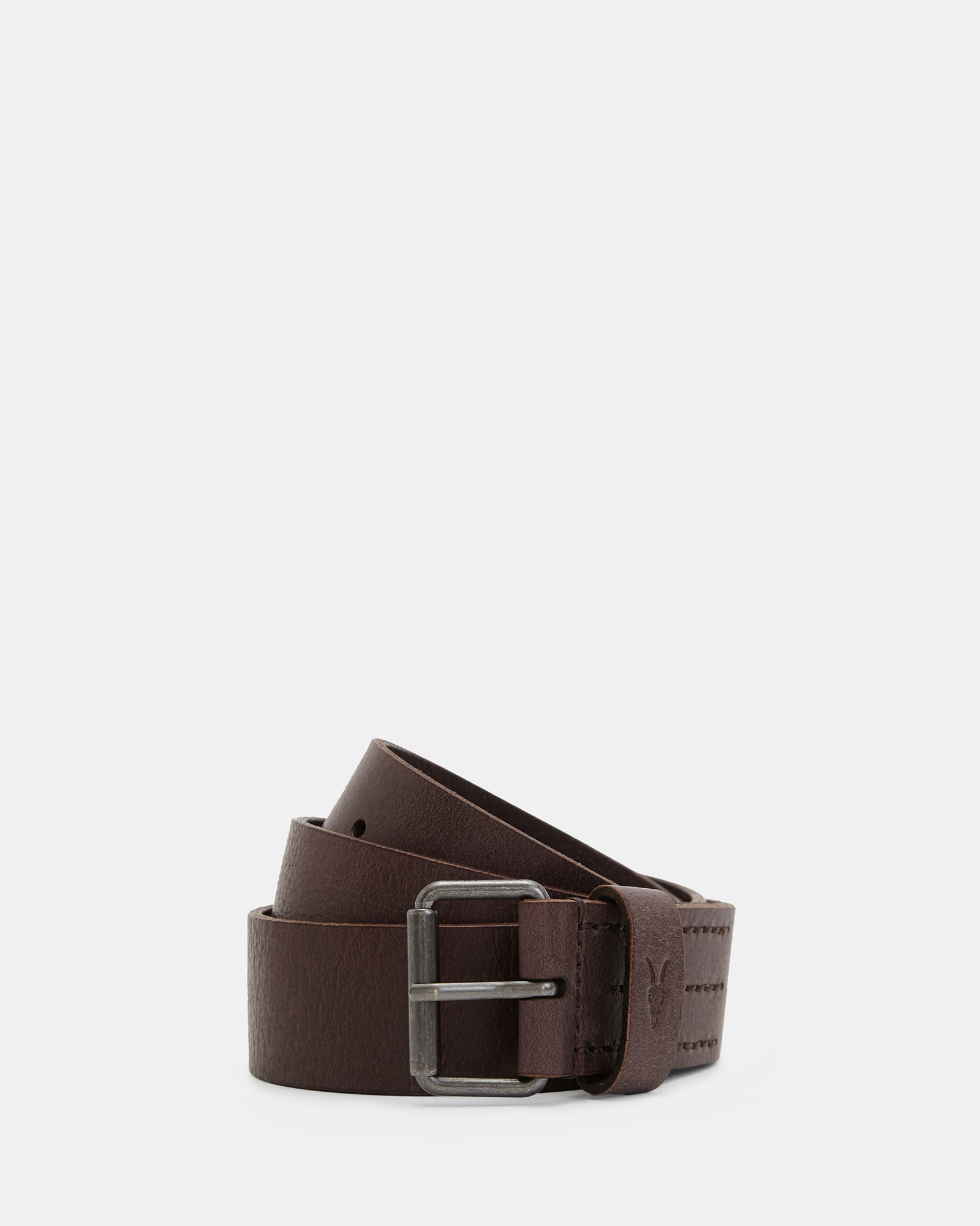 AllSaints Dunston Leather Embossed Belt,, Brown