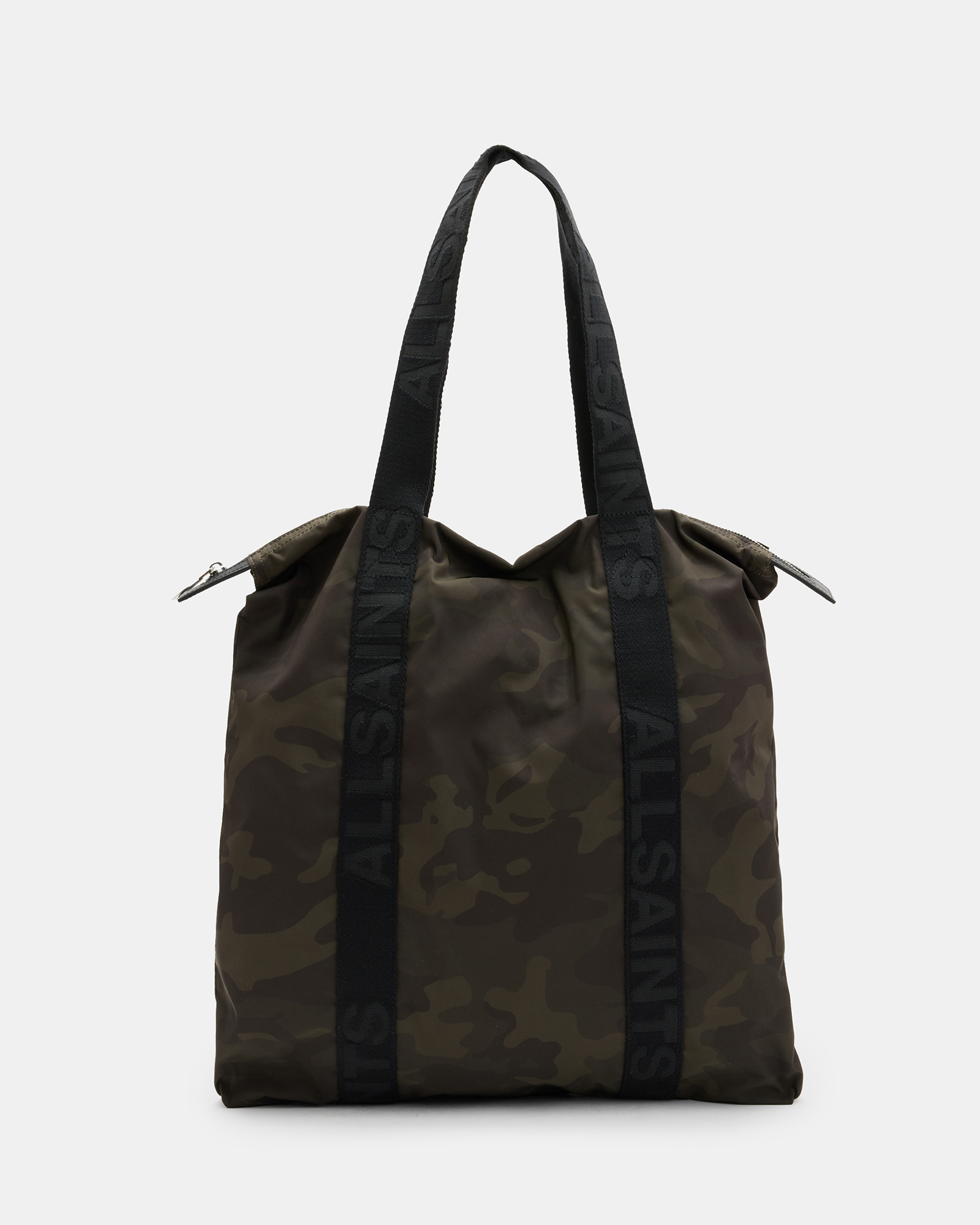 AllSaints Afan Spacious Recycled Tote Bag,, DARK CAMO GREEN