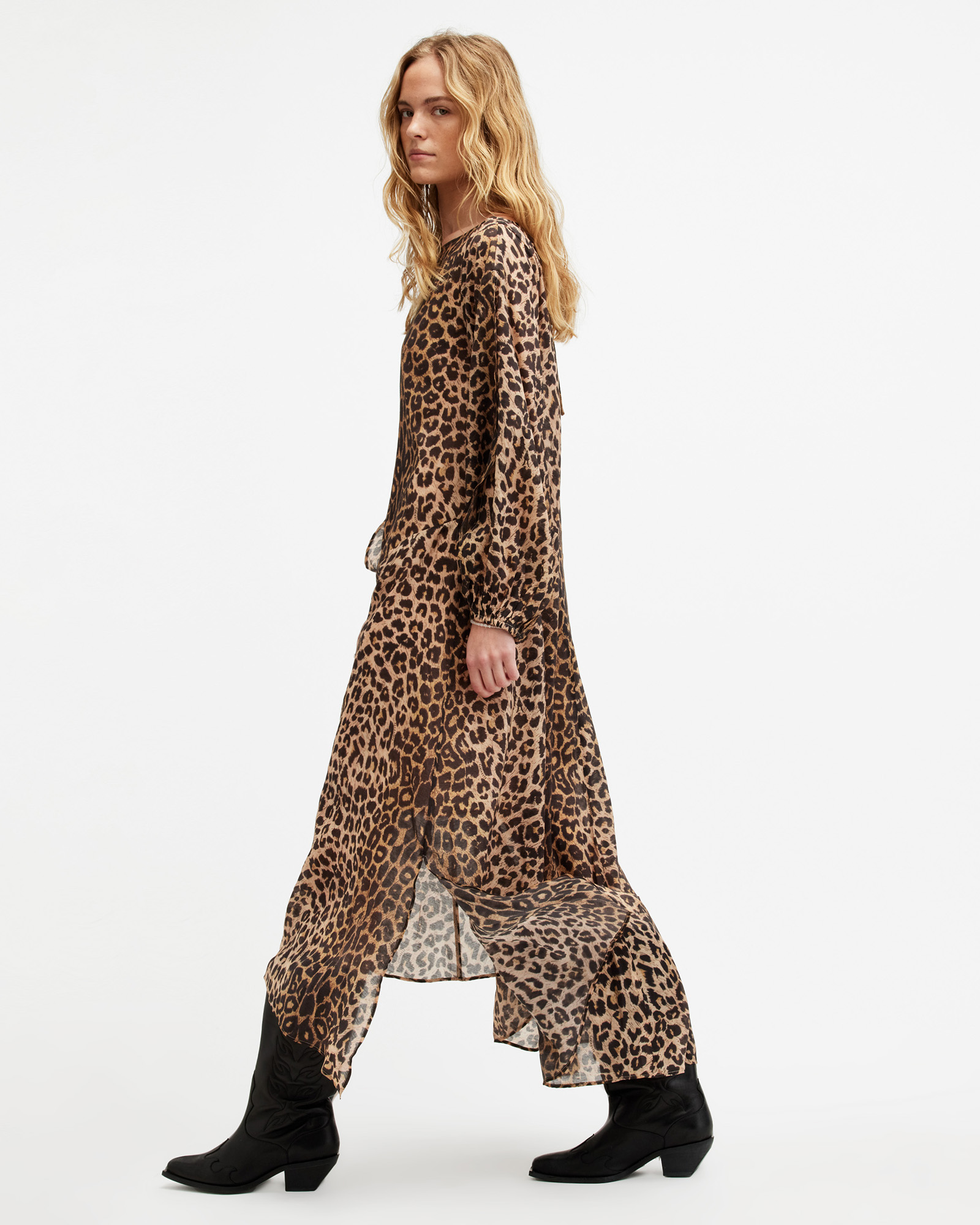 AllSaints Jane Leopard Print Maxi Cover Up Dress