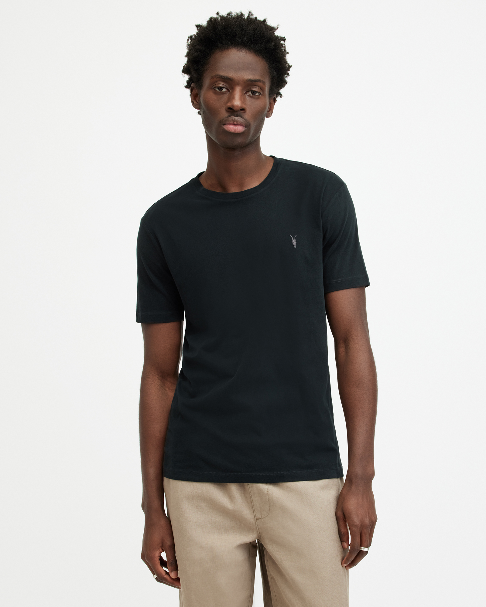 AllSaints Men's Cotton Regular Fit Brace Tonic Short Sleeve Crew T-Shirt, Black
