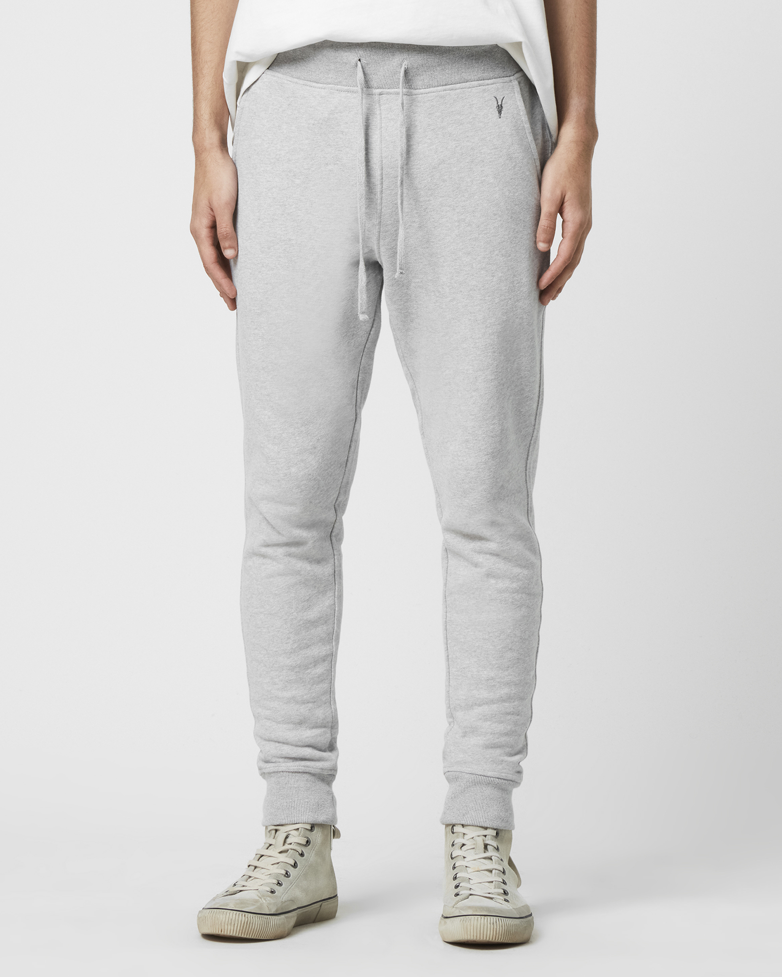 AllSaints Men's Cotton Slim Fit Raven Cuffed Sweatpants, Grey, Size: XXL