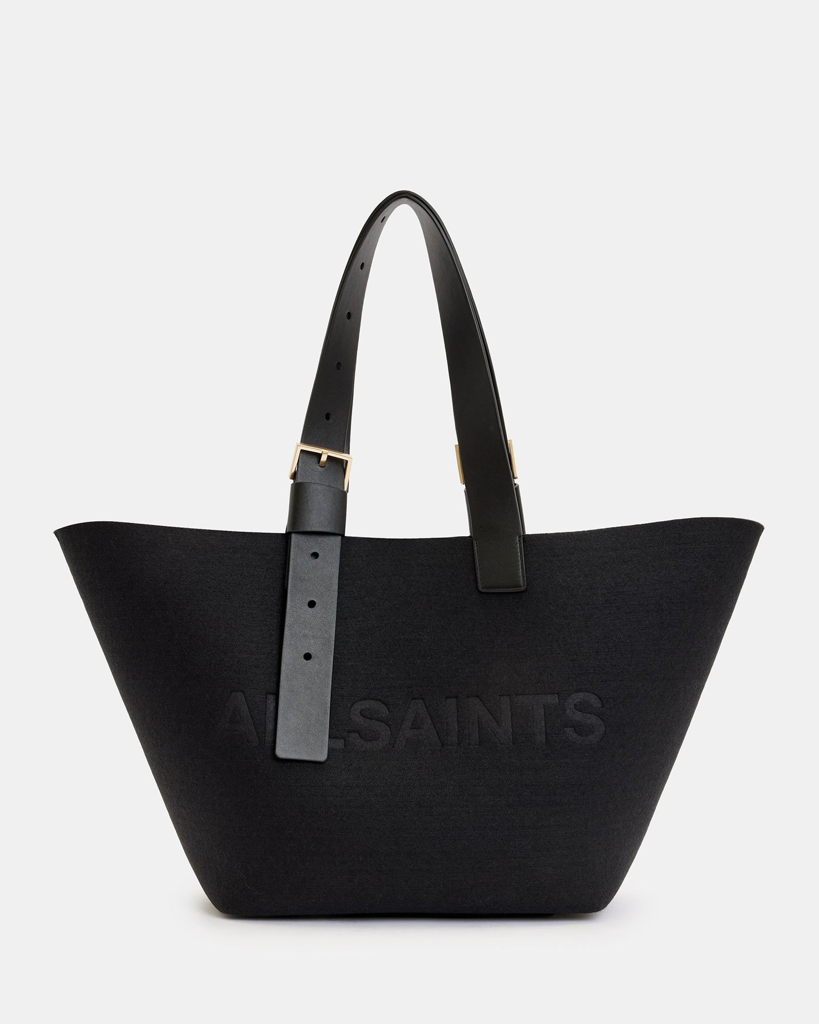 AllSaints Anik Spacious Felt Logo Tote Bag,, Black
