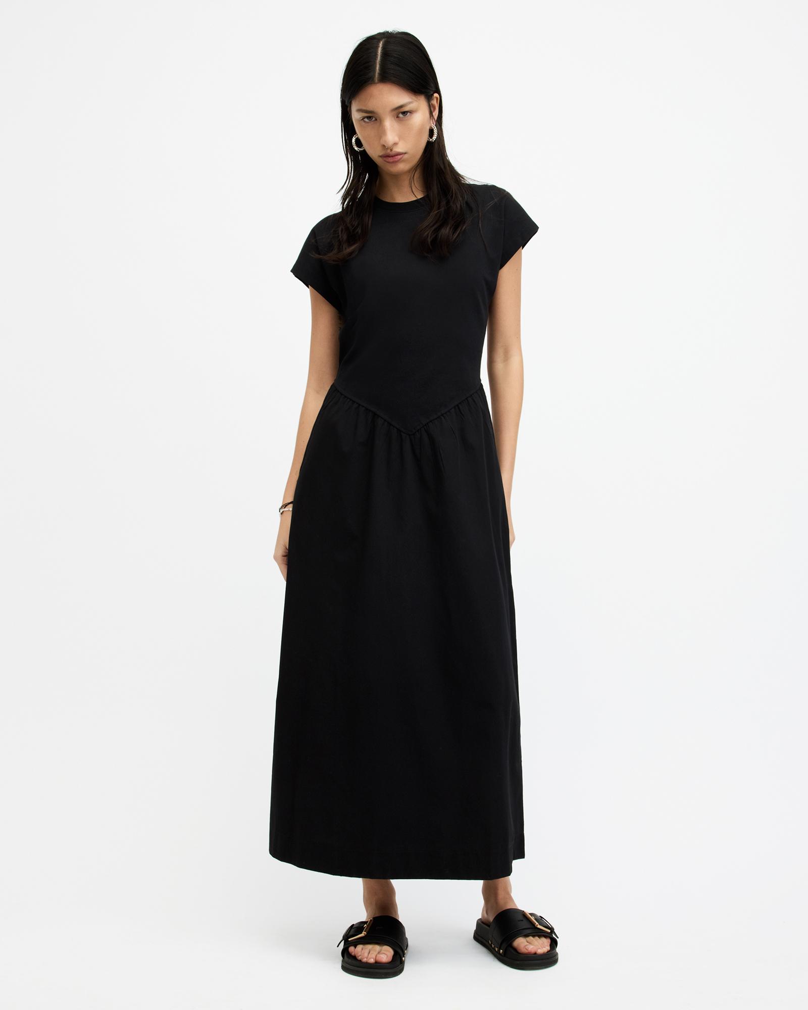 AllSaints Frankie Short Sleeve Maxi Dress,, Black
