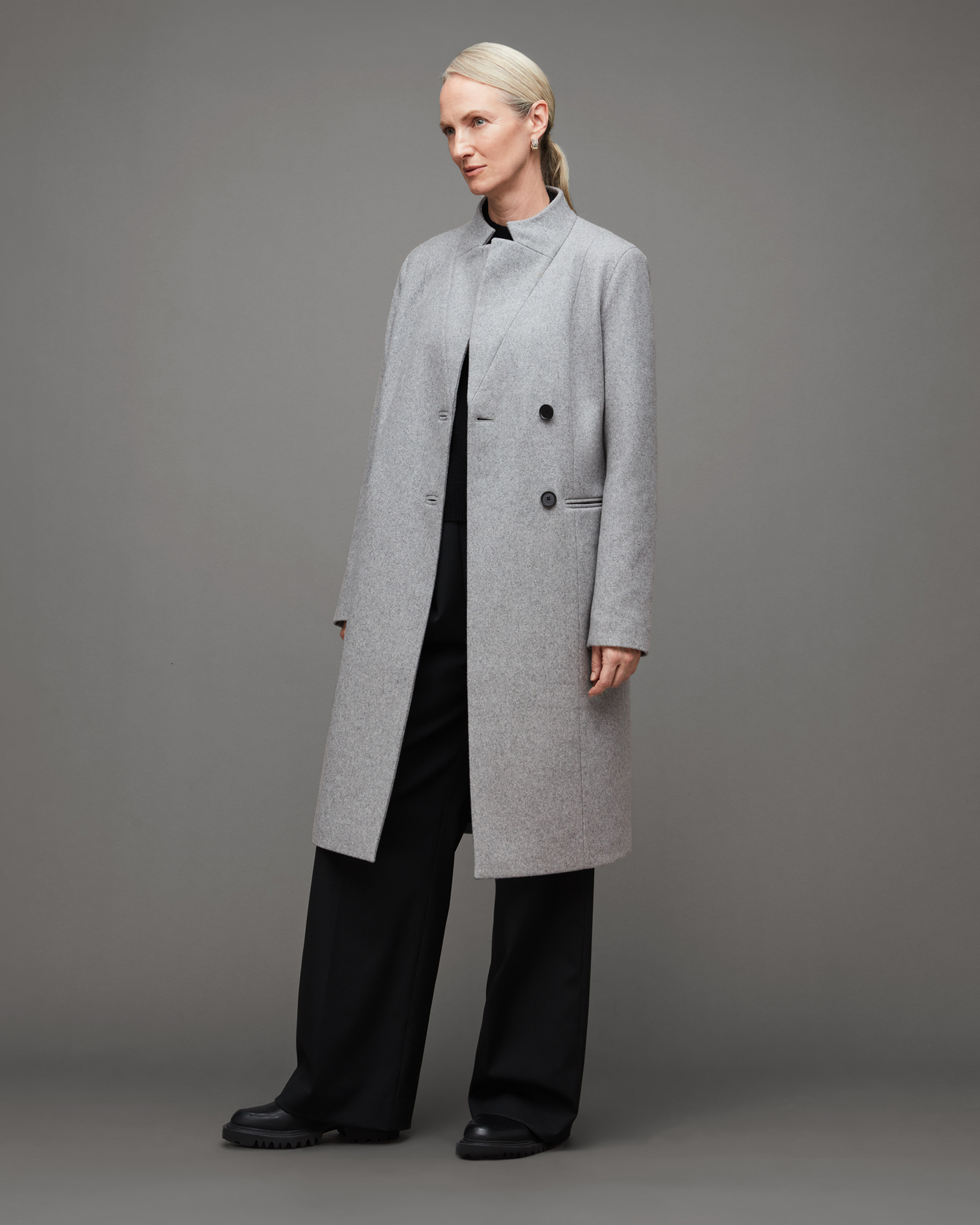 Sidney Wool Cashmere Slim Fit Coat Grey | ALLSAINTS