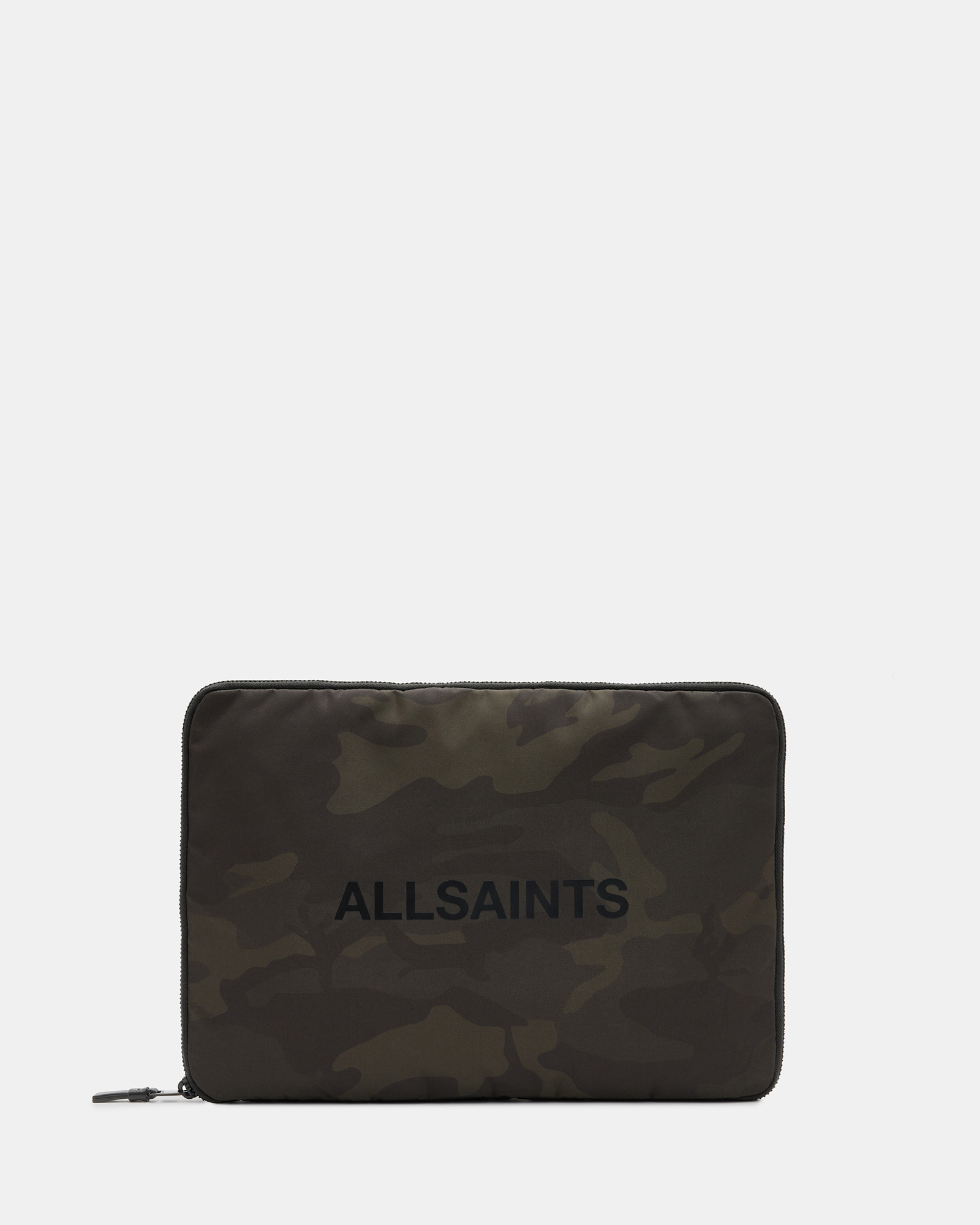 AllSaints Saff Camouflage Embossed Logo Laptop Case,, CAMO GREEN