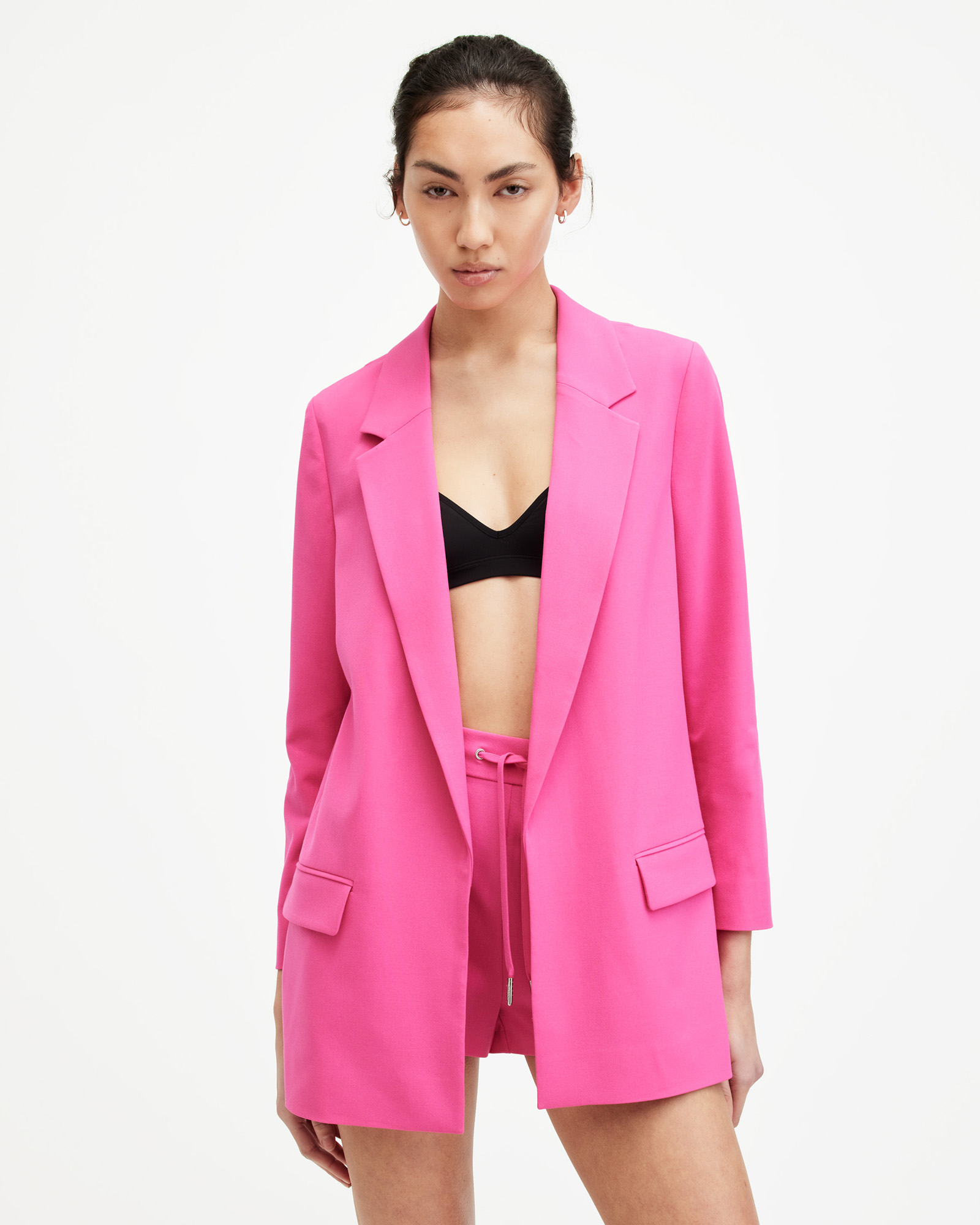 AllSaints Aleida Lightweight Tri Blazer,, Hot Pink