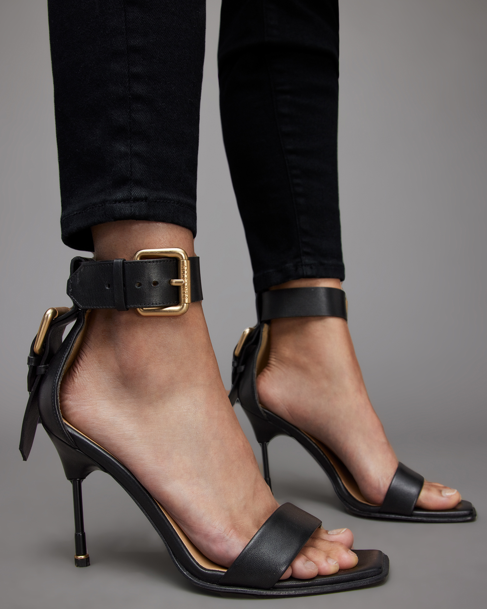 Noir Leather Sandals Black | ALLSAINTS