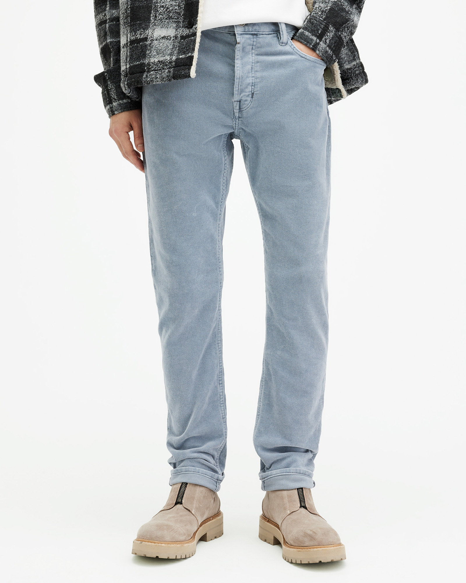 AllSaints Rex Slim Fit Corduroy Jeans,, Dusty Blue