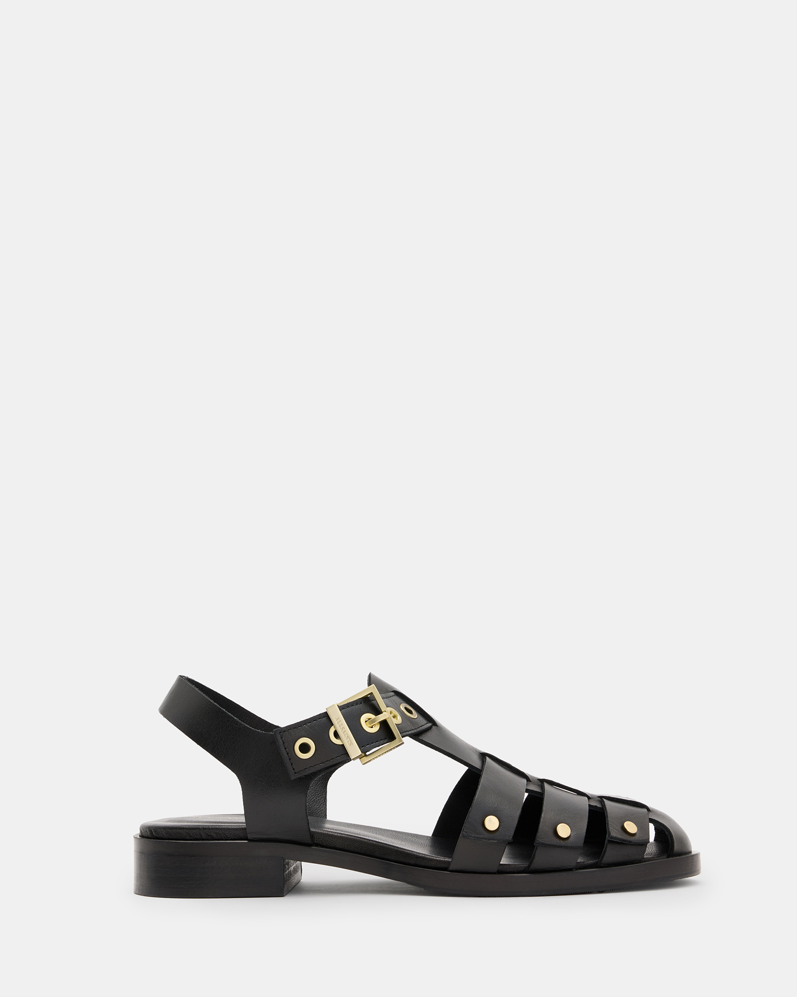 AllSaints Nelly Studded Leather Sandals,, Black