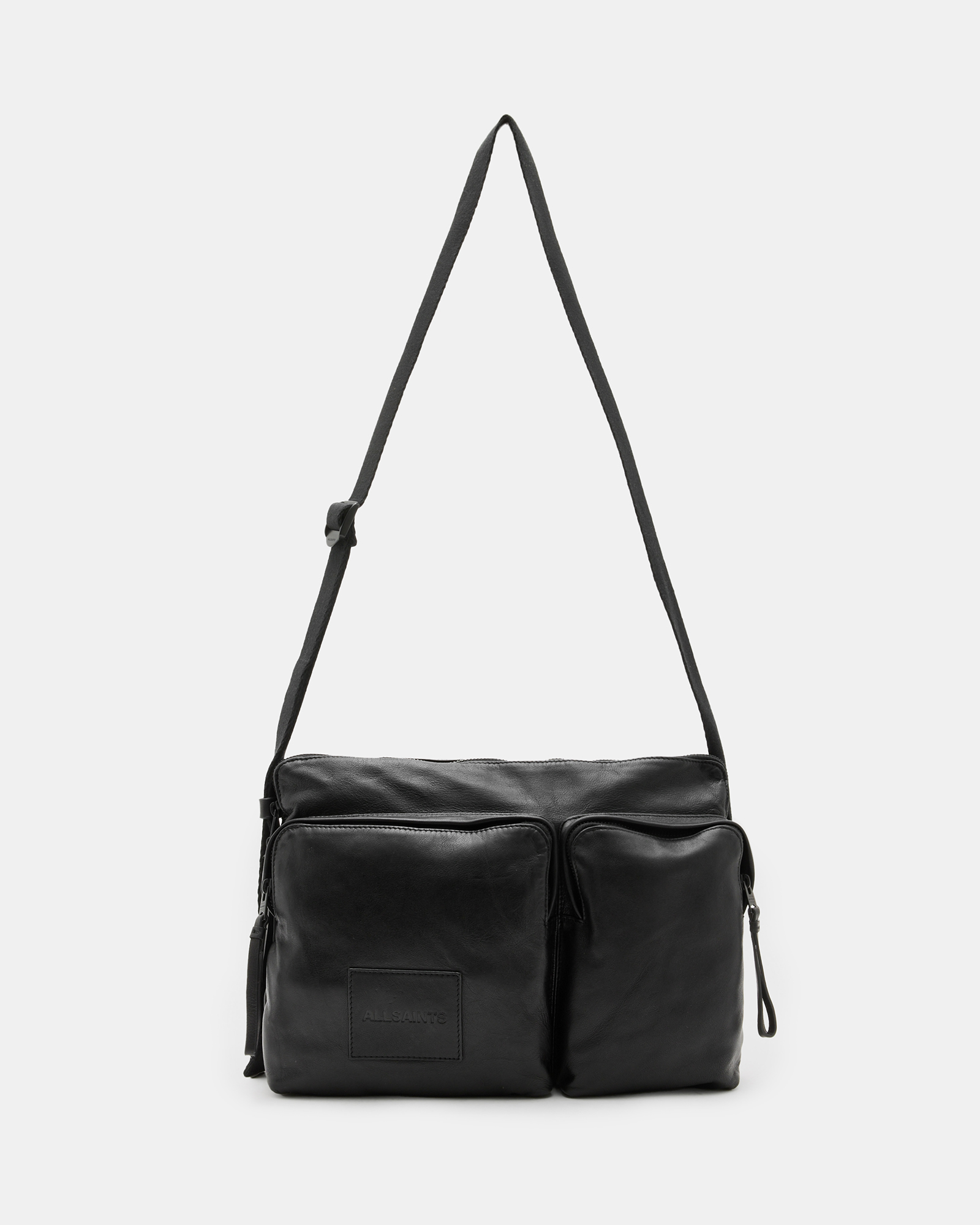 AllSaints Steppe Leather Messenger Bag,, Black