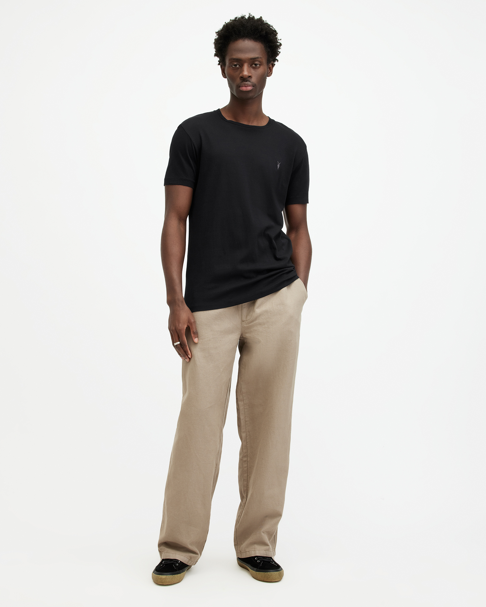 AllSaints Men's Cotton Brace Tonic 3 Pack T-Shirts, Black, Size: M
