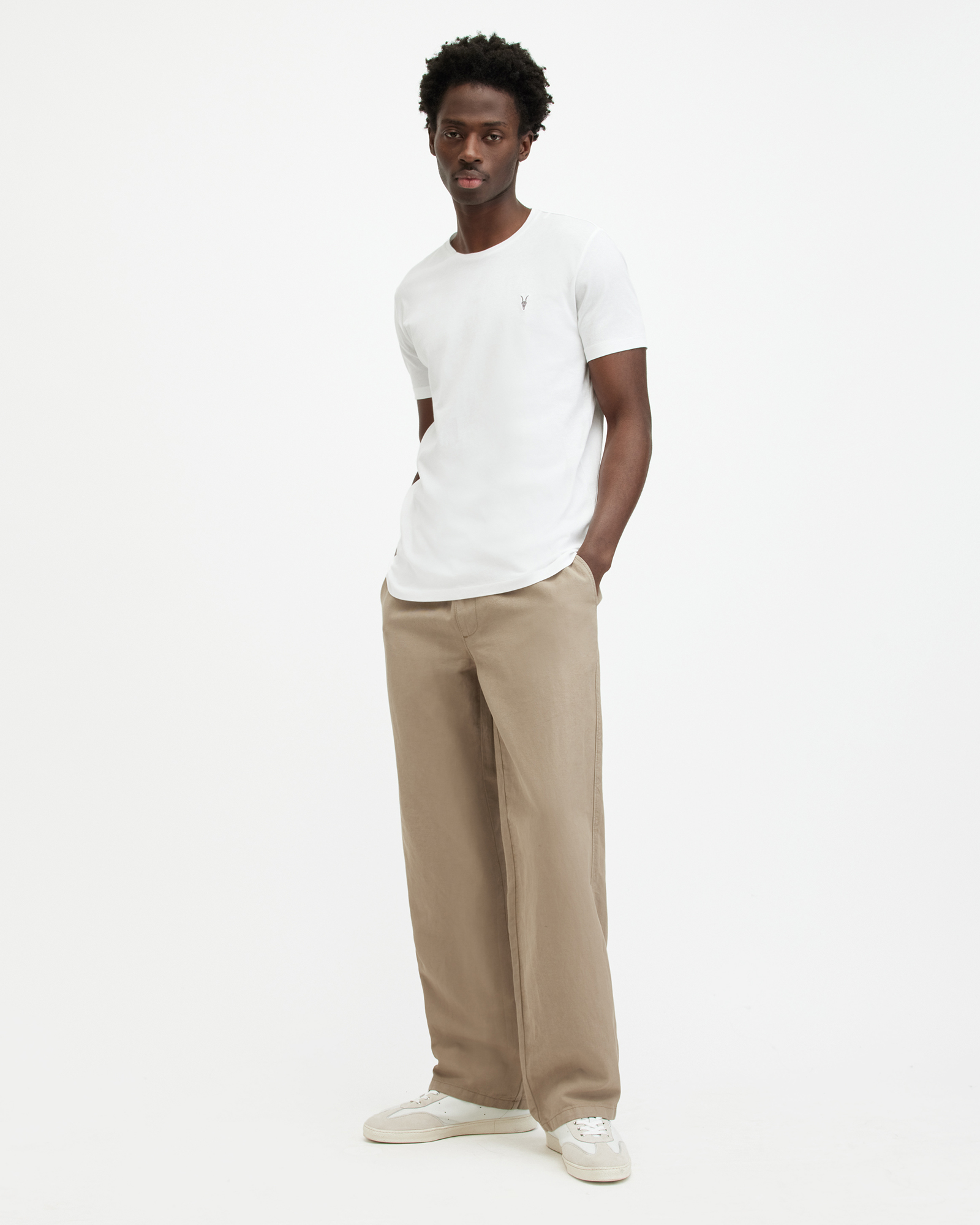 AllSaints Men's Cotton Tonic Crew T-Shirt 3 Pack, White, Black and Grey, Size: XXL