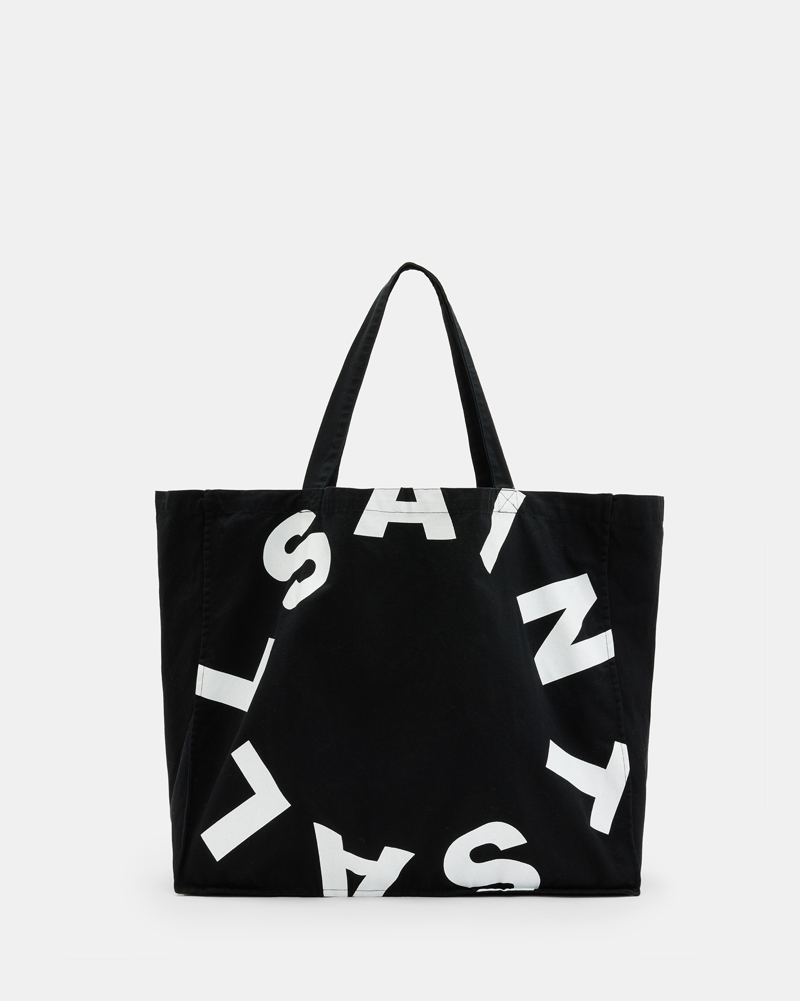 Shop Allsaints Large Tierra Logo Tote Bag In Black/white
