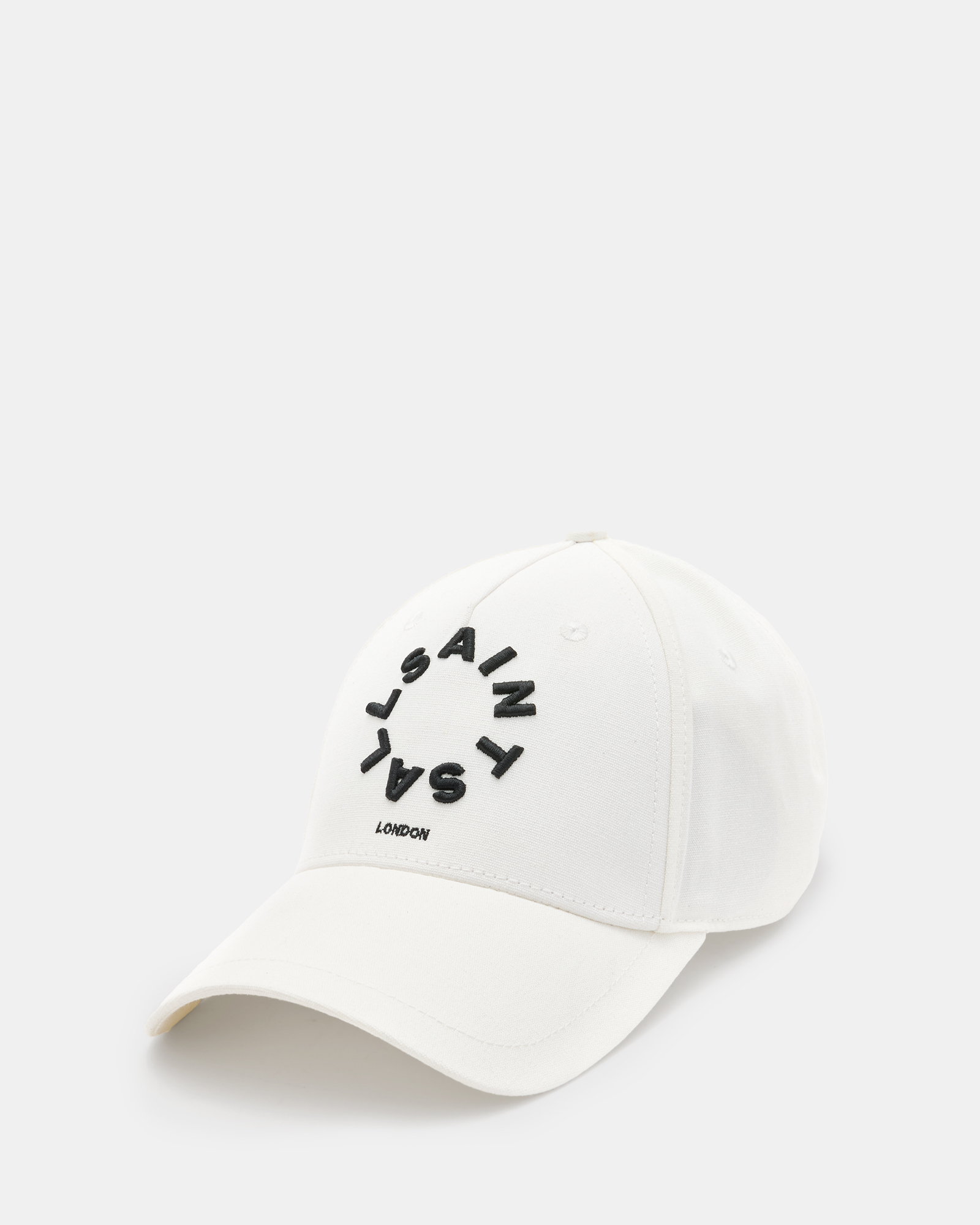 Shop Allsaints Tierra Embroidered Logo Baseball Cap In Off White/black