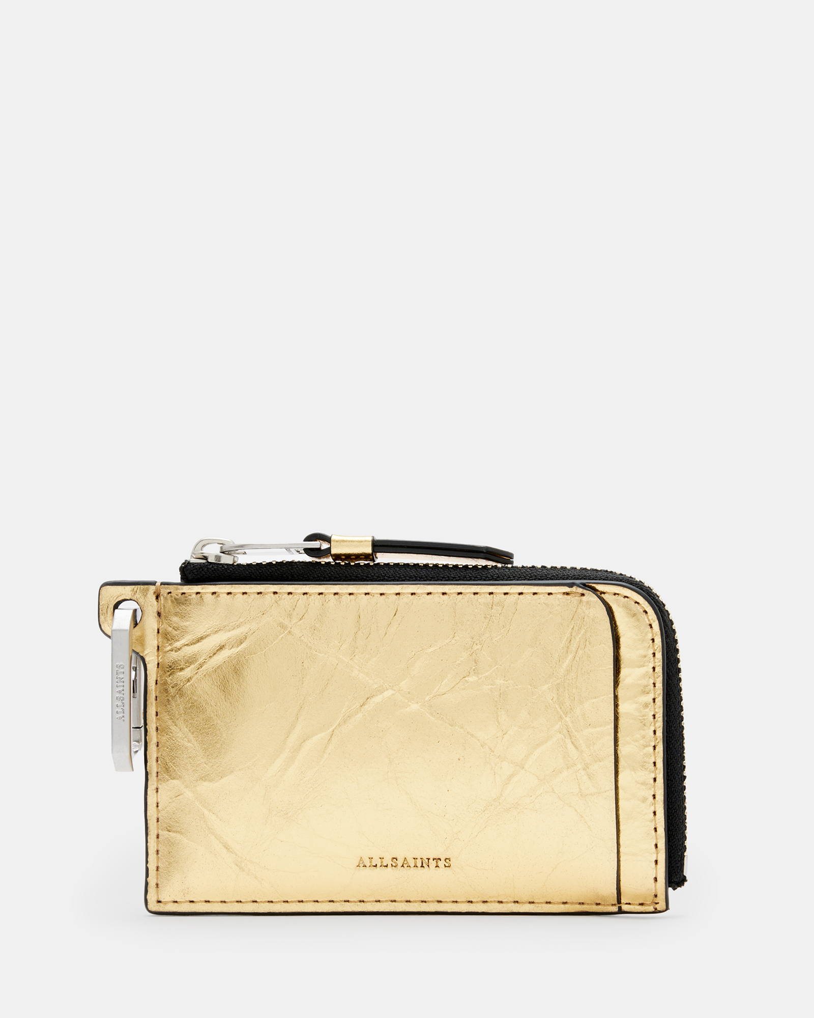 Allsaints Remy Leather Wallet In Gold