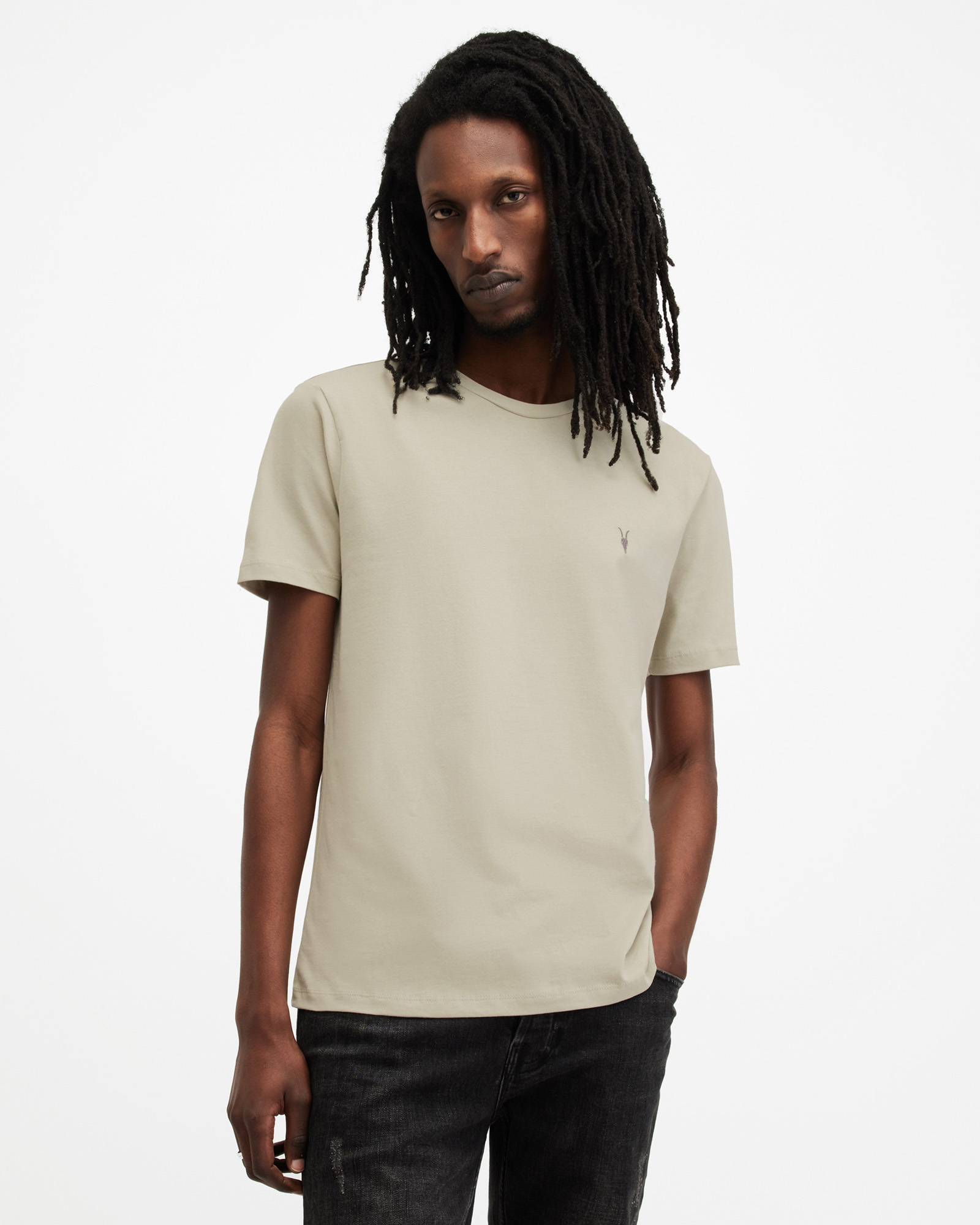 Allsaints Brace Brushed Cotton T-shirts 3 Pack In Gravity Grey