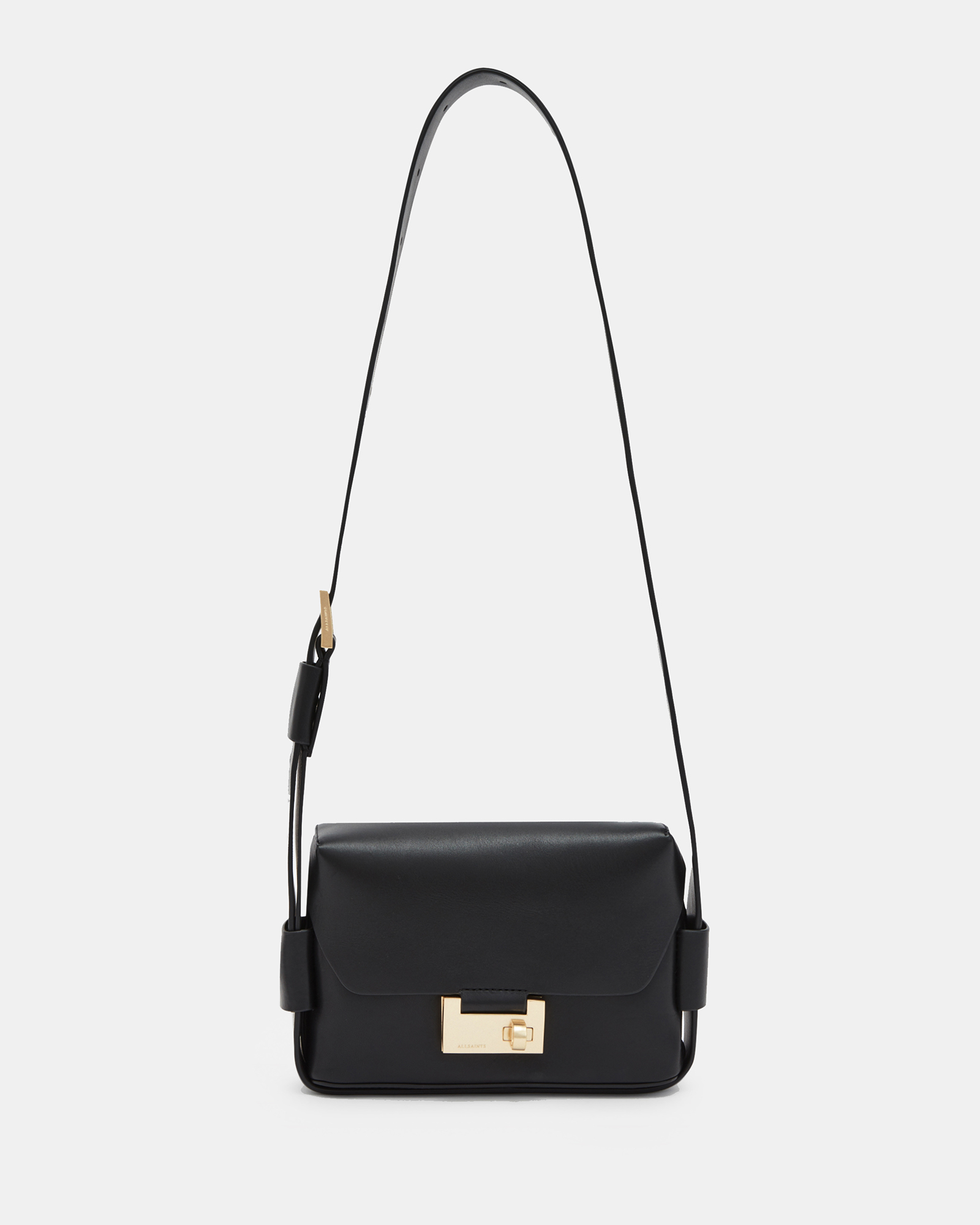 AllSaints Frankie Leather Crossbody Bag in Black
