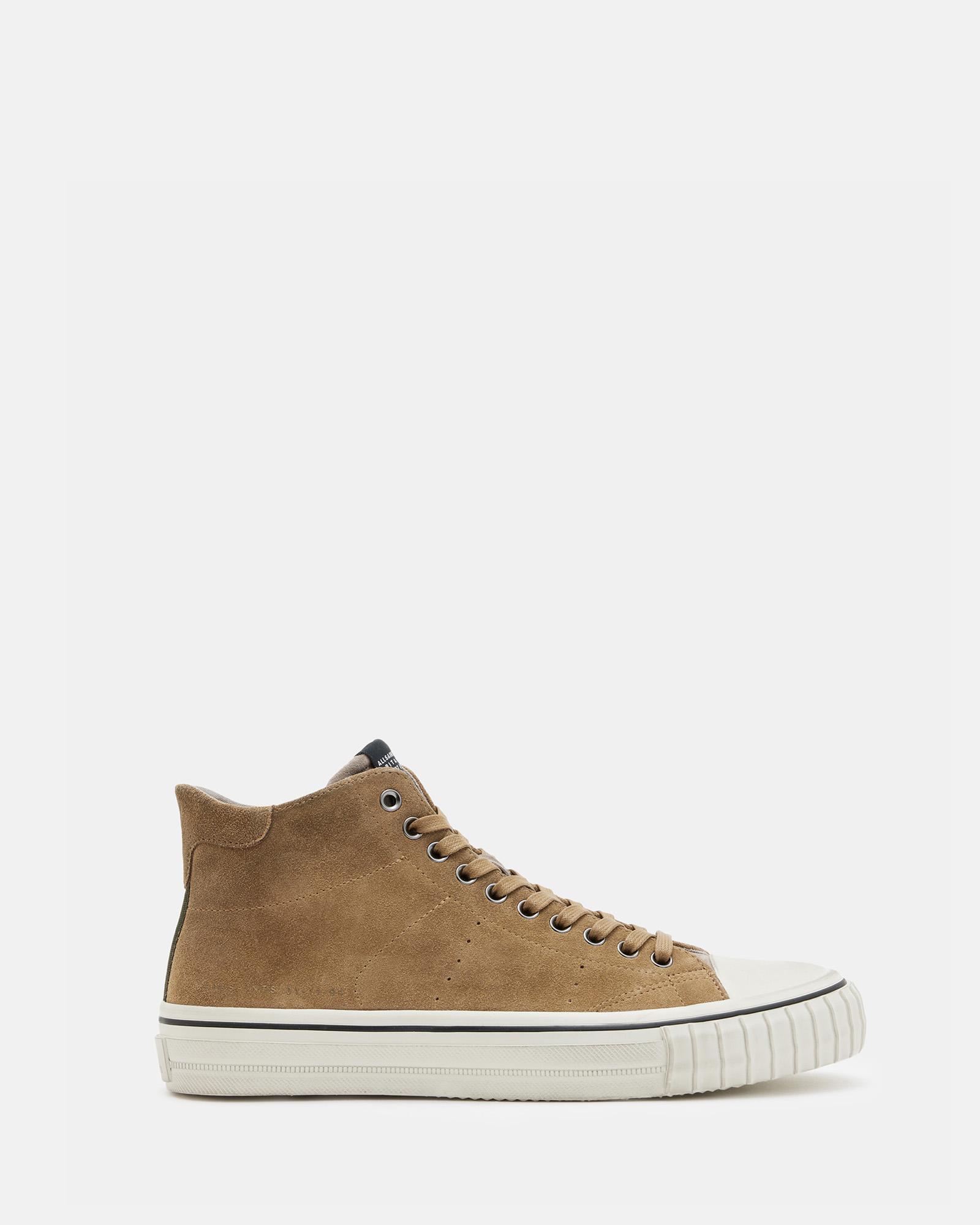 Shop Allsaints Lewis Lace Up Leather High Top Trainers In Tan