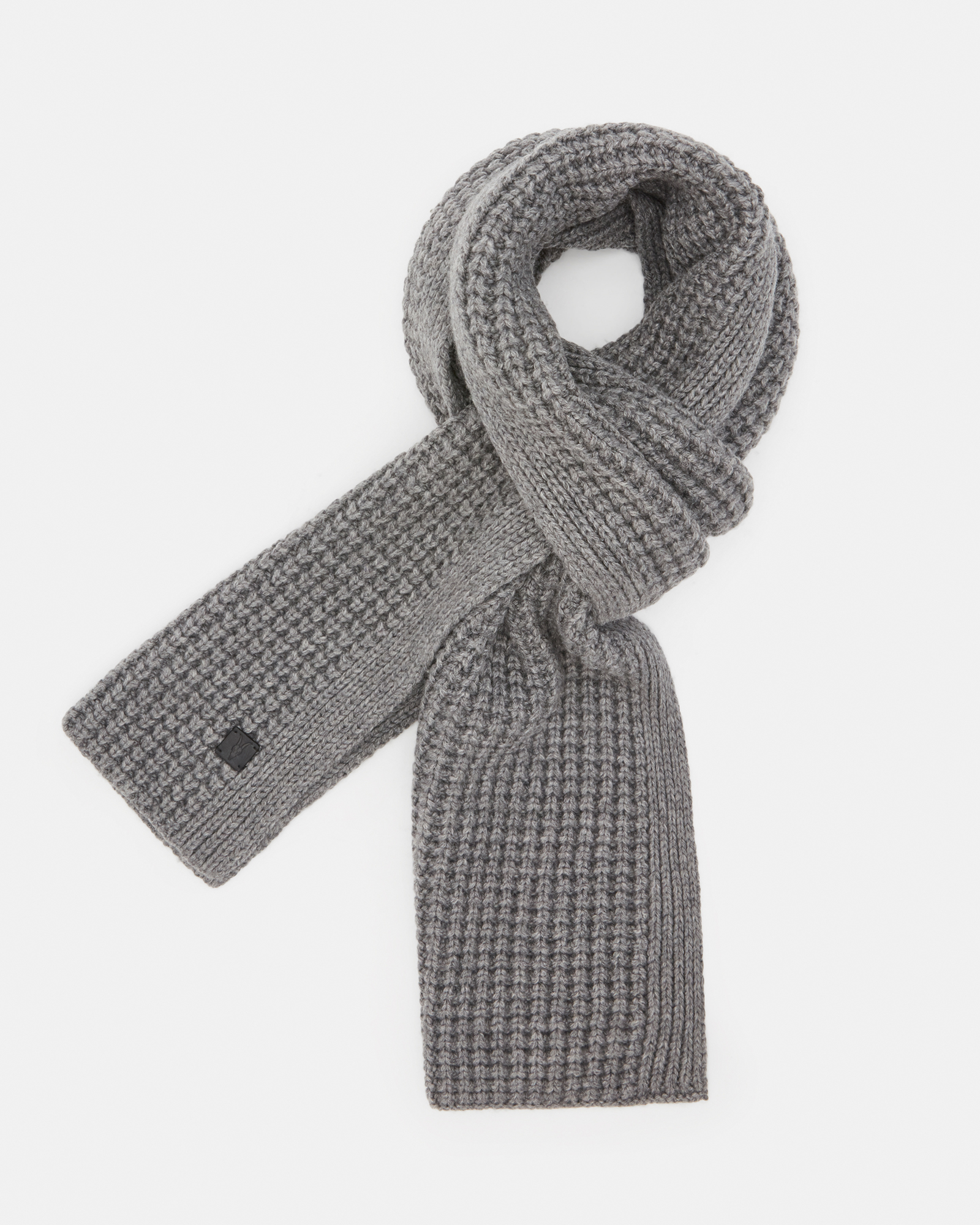 Allsaints Nevada Wool Blend Ribbed Scarf In Grey
