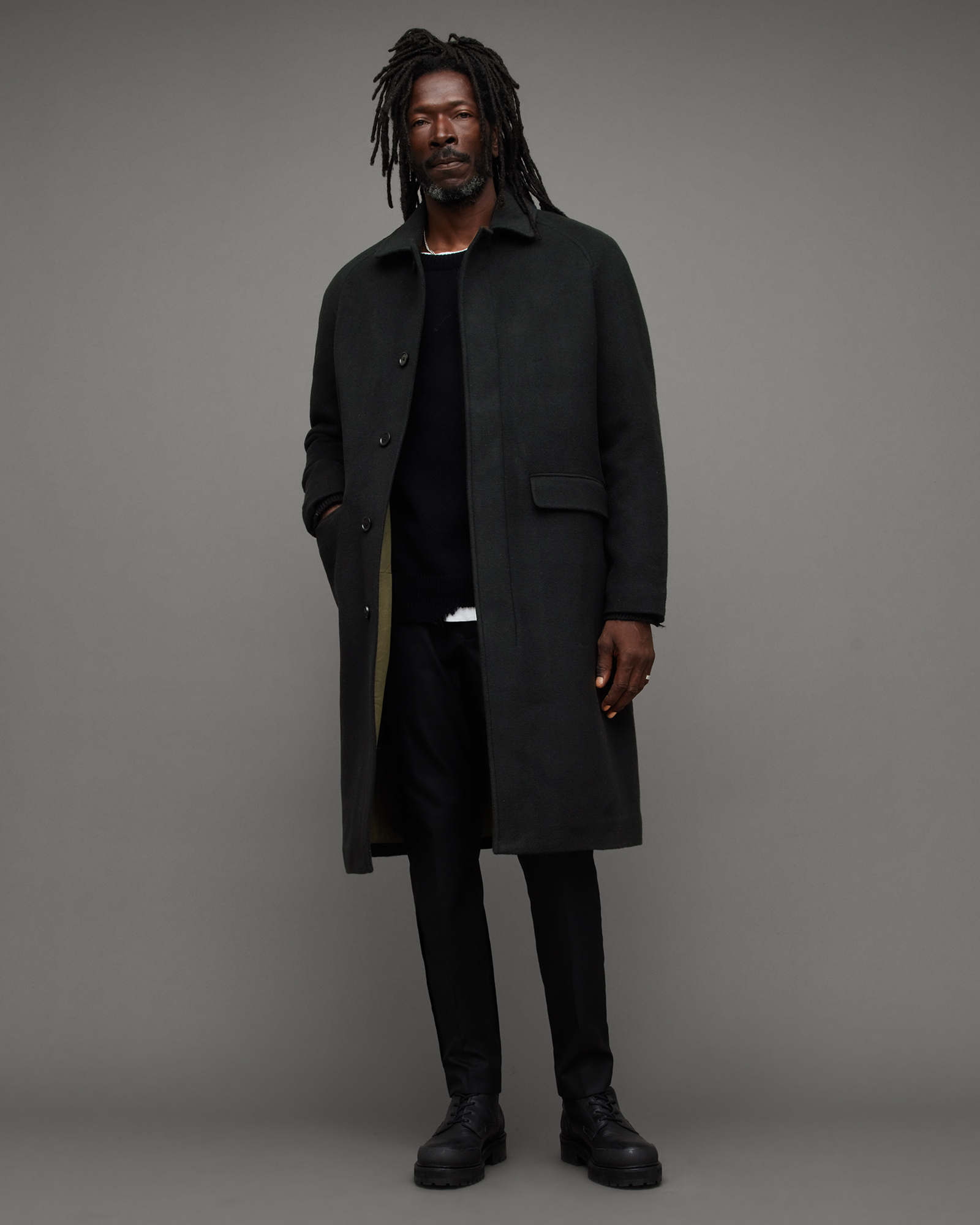 ALLSAINTS ALLSAINTS SOMNUS SINGLE BREASTED RELAXED FIT COAT