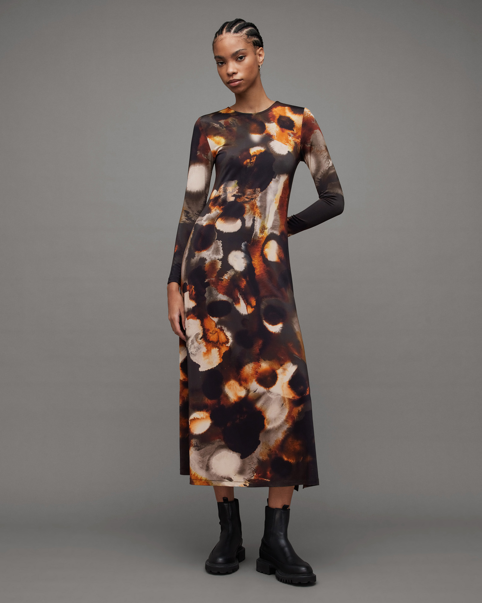 AllSaints Katlyn Mars Print Stretch Maxi Dress