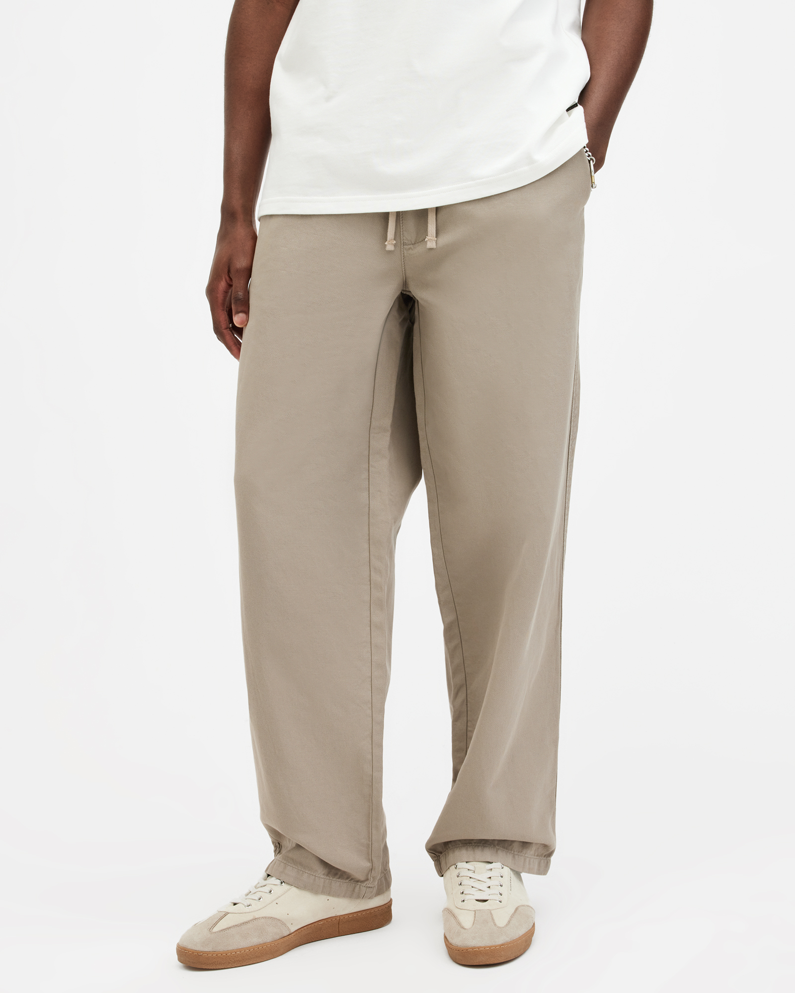 Shop Allsaints Hanbury Straight Fit Trousers, In Moorland Brown