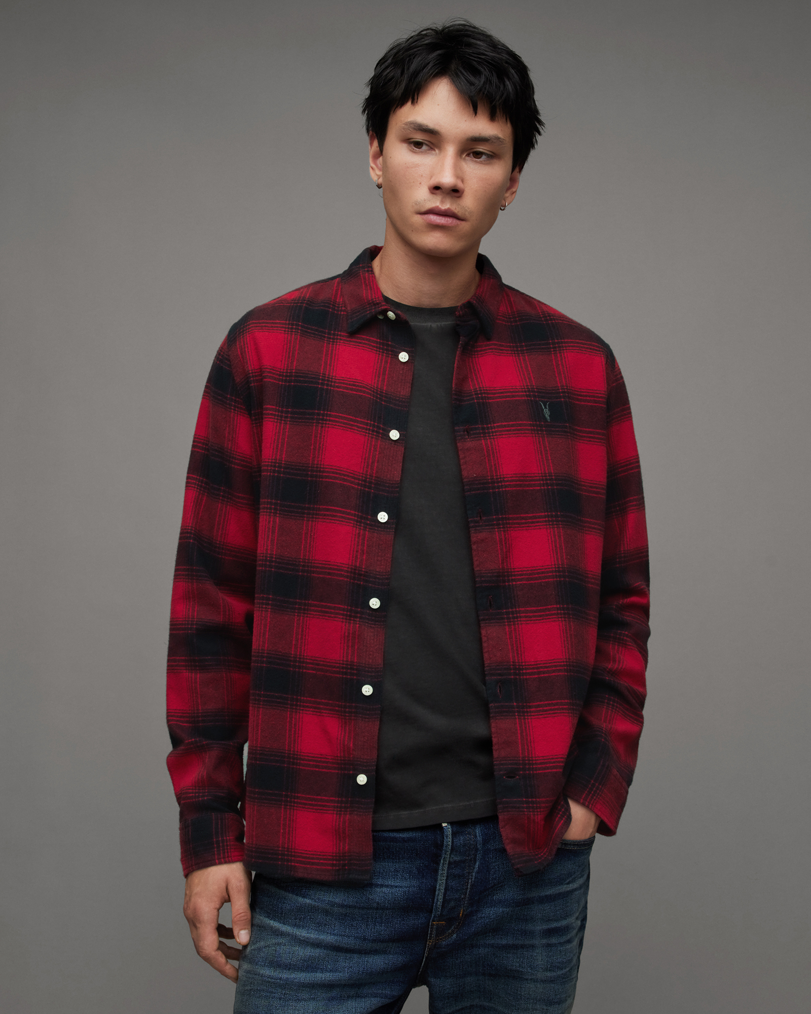 ALLSAINTS ALLSAINTS URSA RELAXED FIT CHECKED FLANNEL SHIRT
