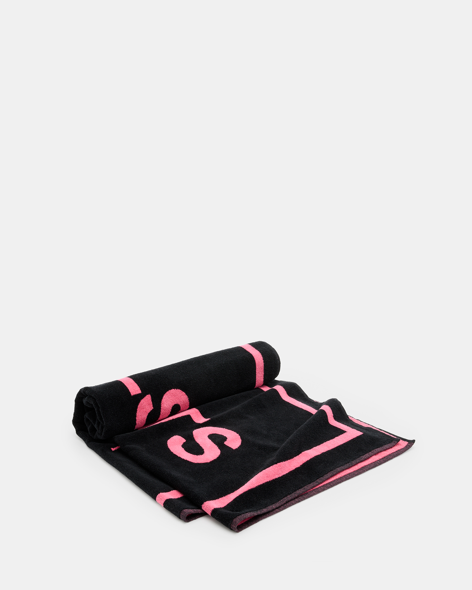 Shop Allsaints Underground Beach Towel, In Black/hot Pink
