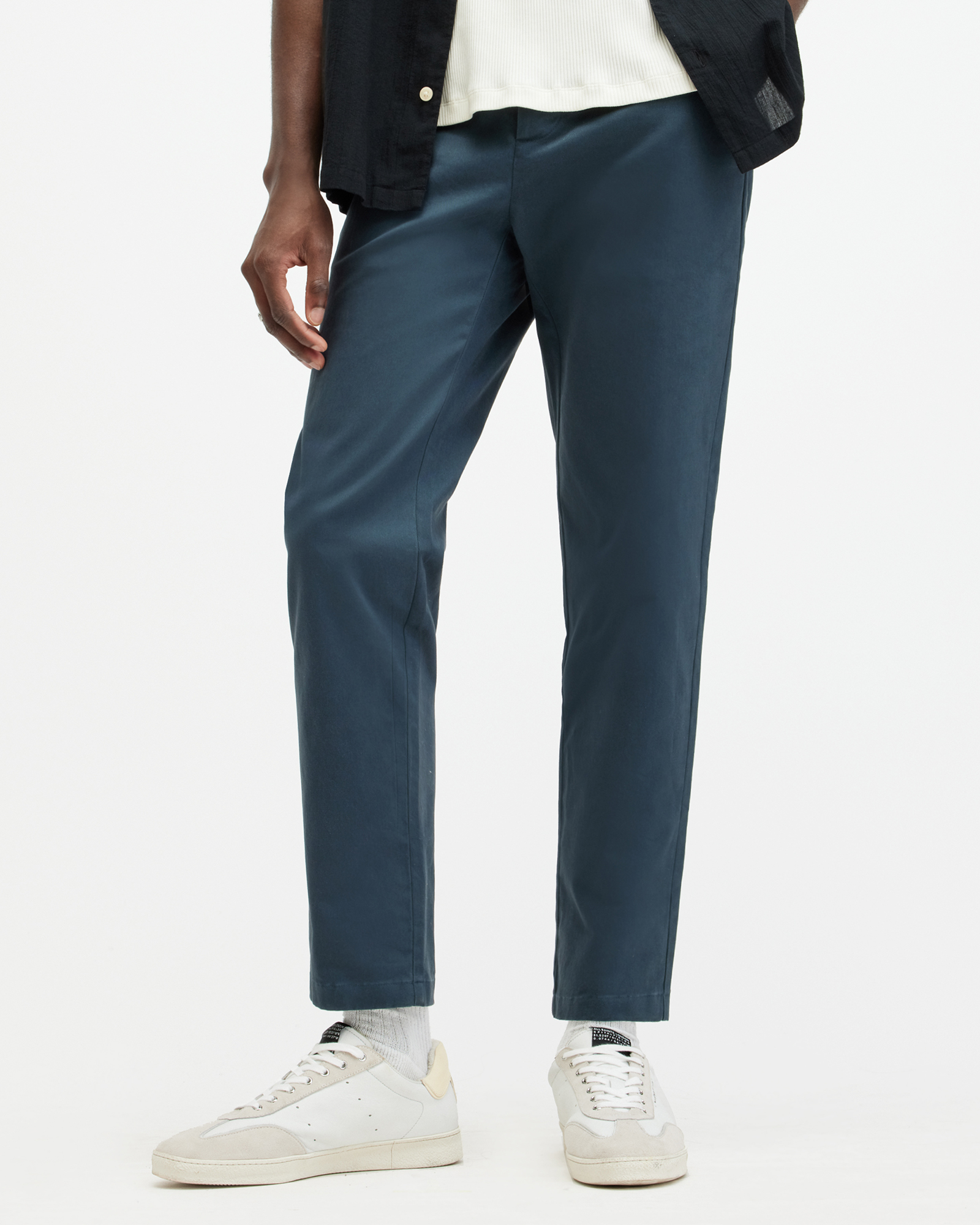 Shop Allsaints Walde Skinny Fit Chino Trousers In Workers Blue