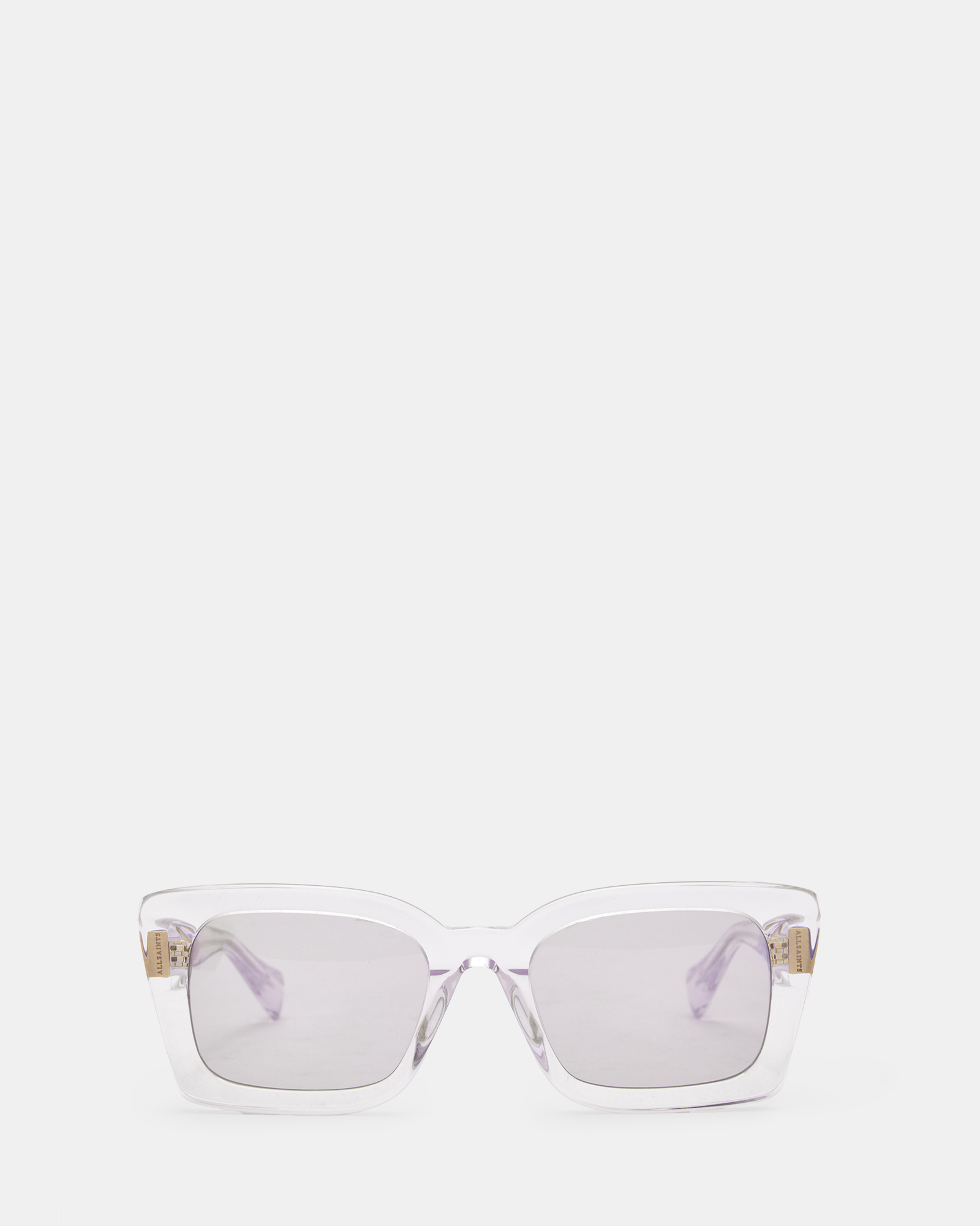 Shop Allsaints Marla Square Bevelled Sunglasses In Silver Crystal