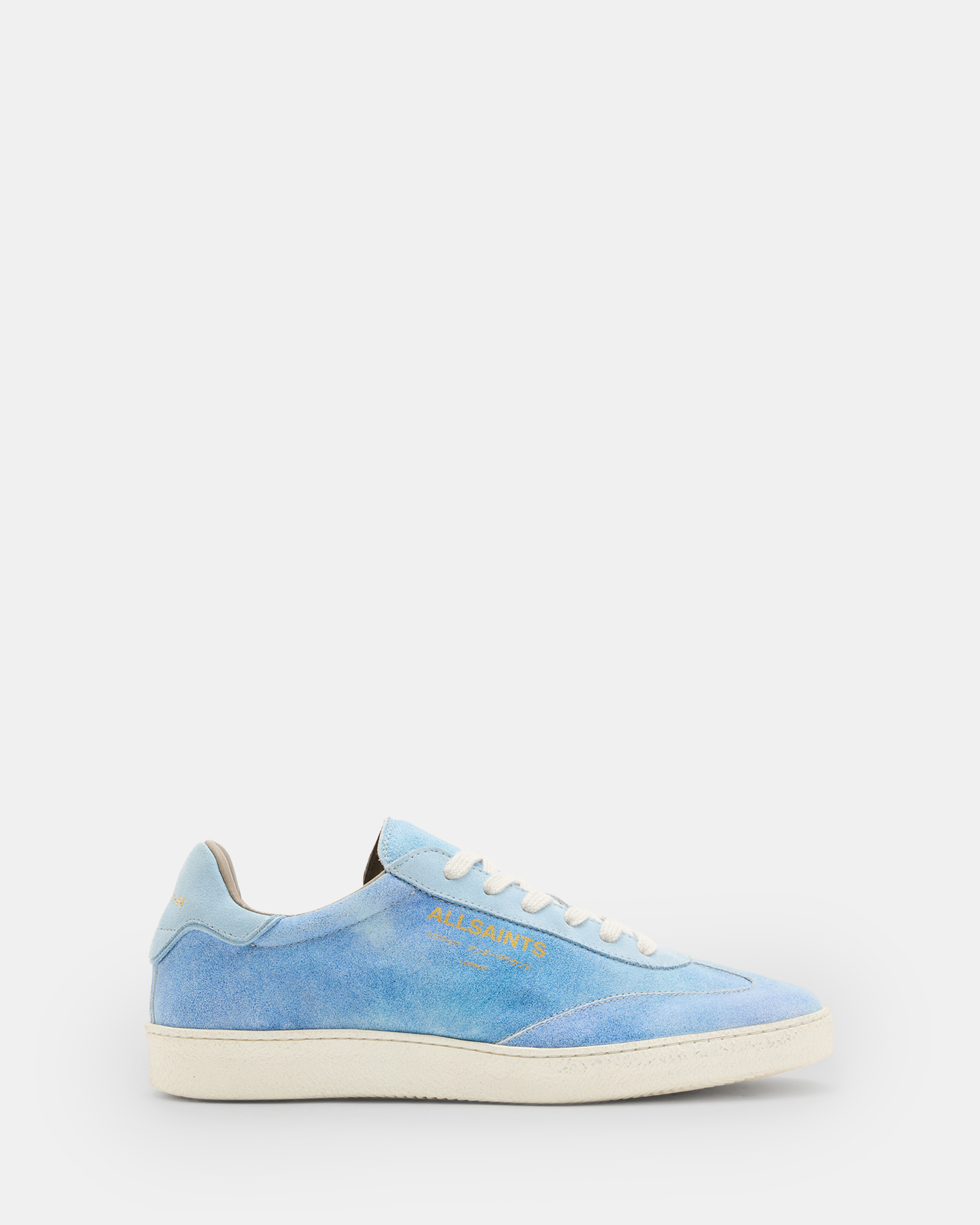 Shop Allsaints Thelma Suede Low Top Trainers, In Denim Blue